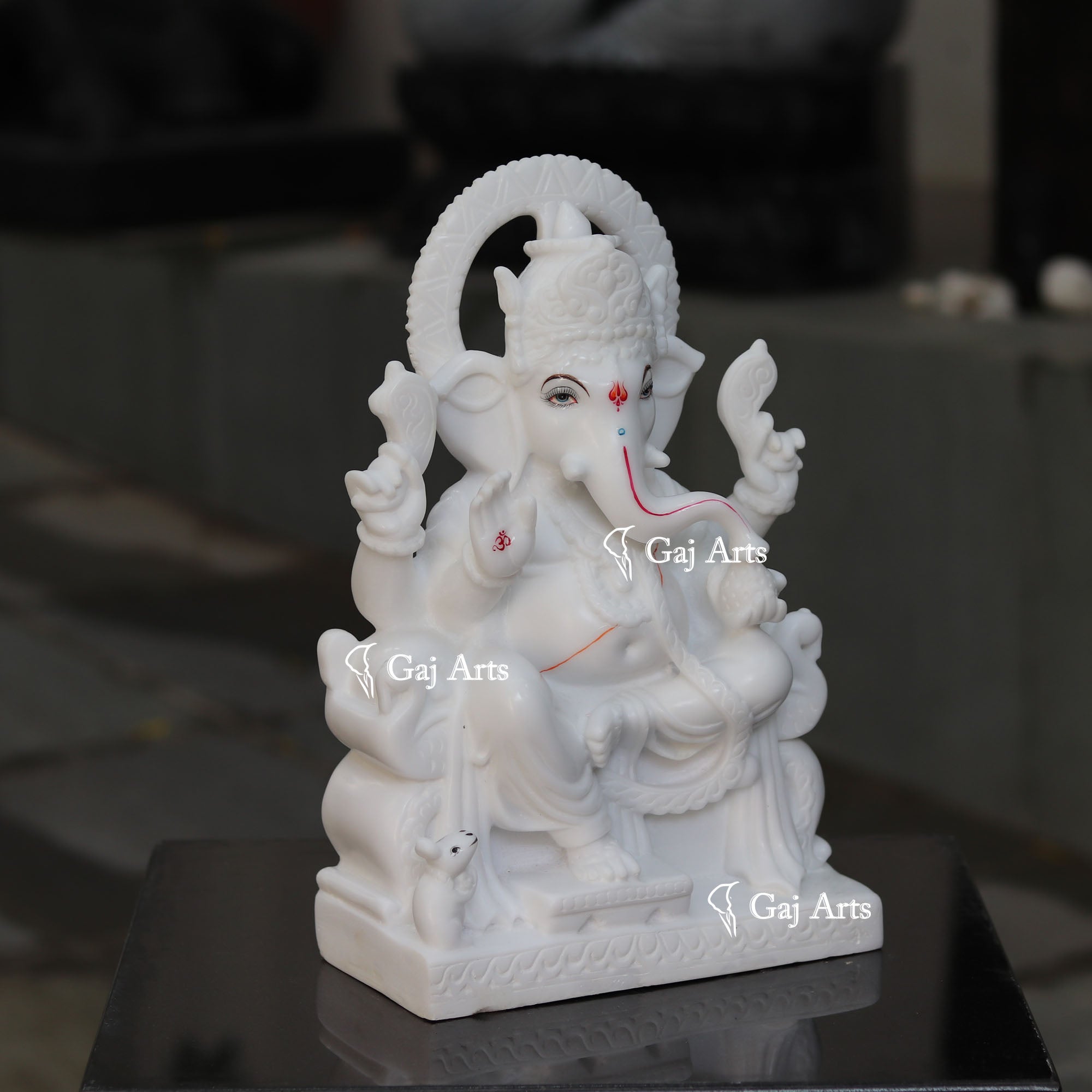 White Marble Ethiopia Ganesh Idol | 15 Inch
