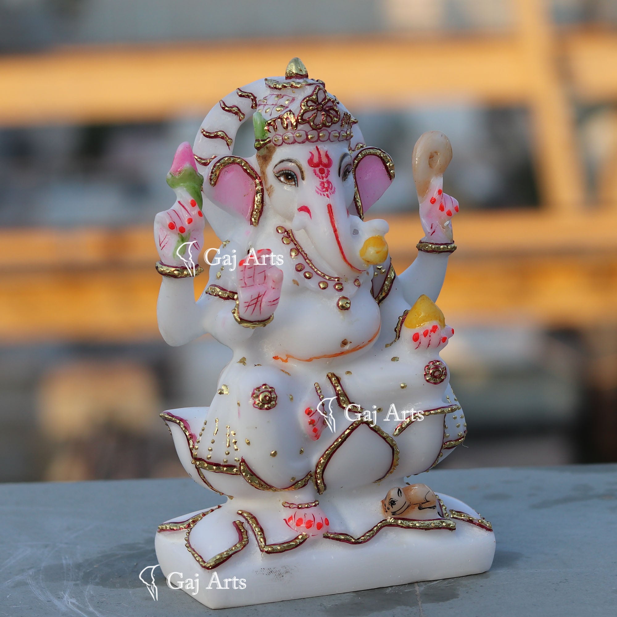White Marble Ganesh Statue | 7 Inch
