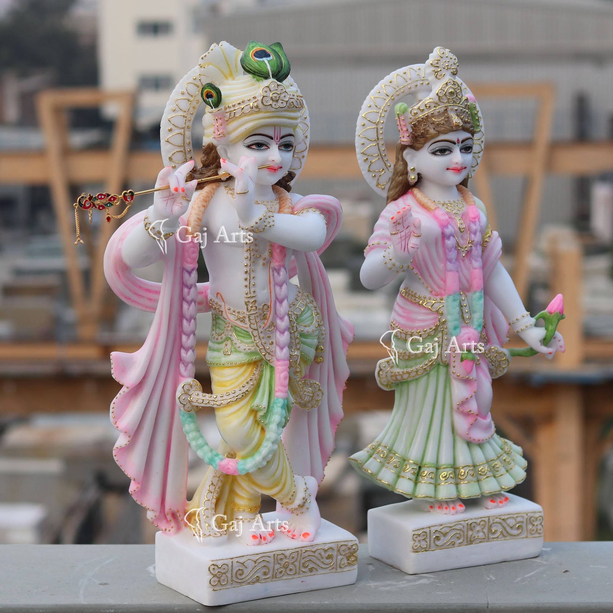 Natural Marble Radha Krishna Statue | 24 Inch