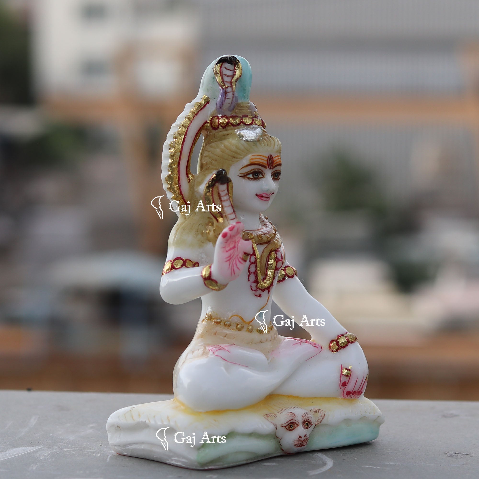 White Ethiopia  Marble Lord Shiva Statue | 6 Inch