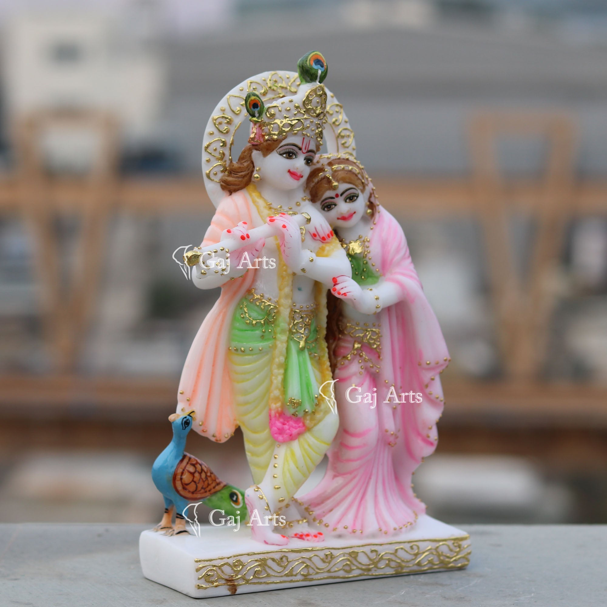 White Marble Ethiopia Radha Krishna Jodi | 9 Inch