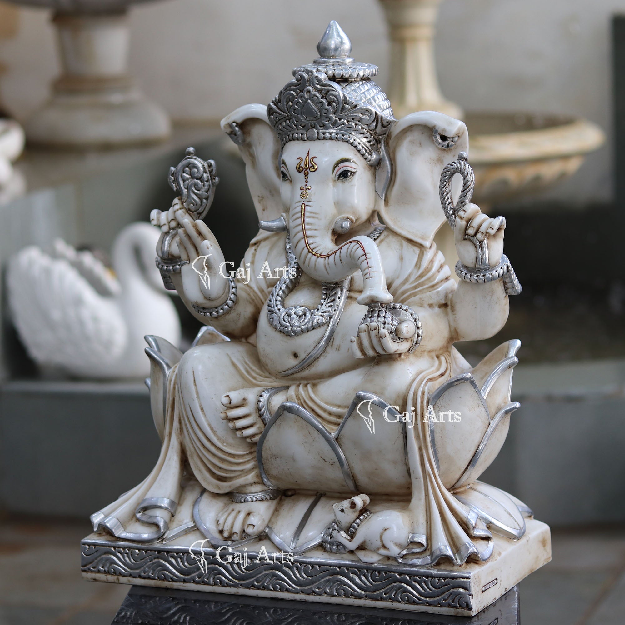 Korean Marble Ganesh Idol | 24 Inch