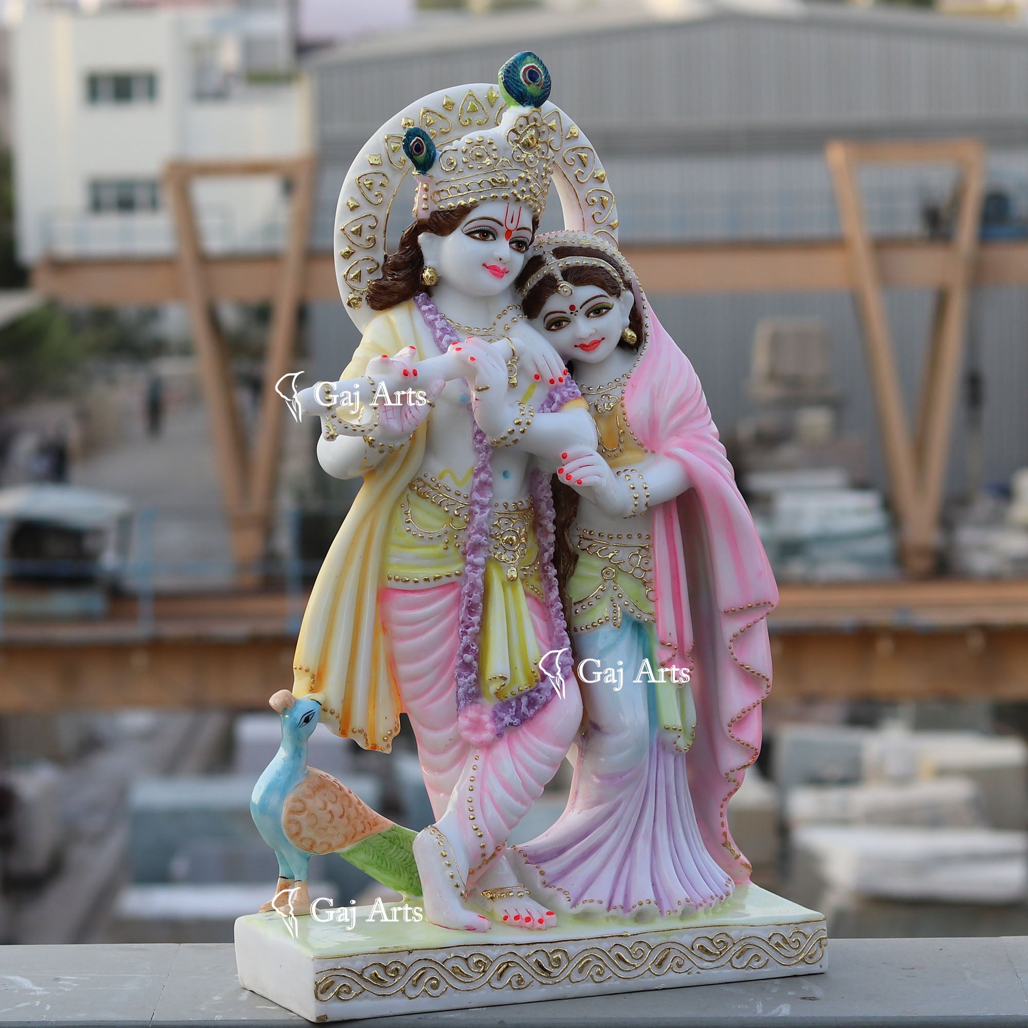 White Marble Ethiopia Radha Krishna Idol | 24 Inch