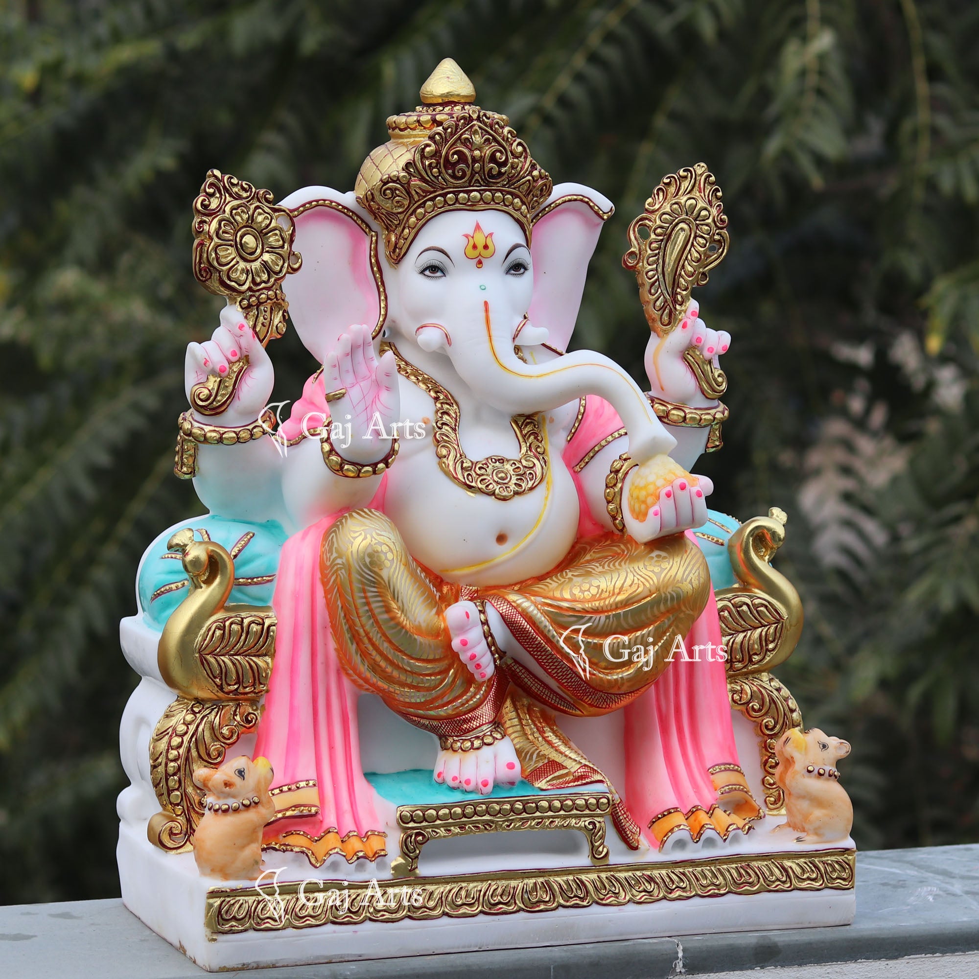 White Marble Ethiopia Ganesh Idol | 24 Inch