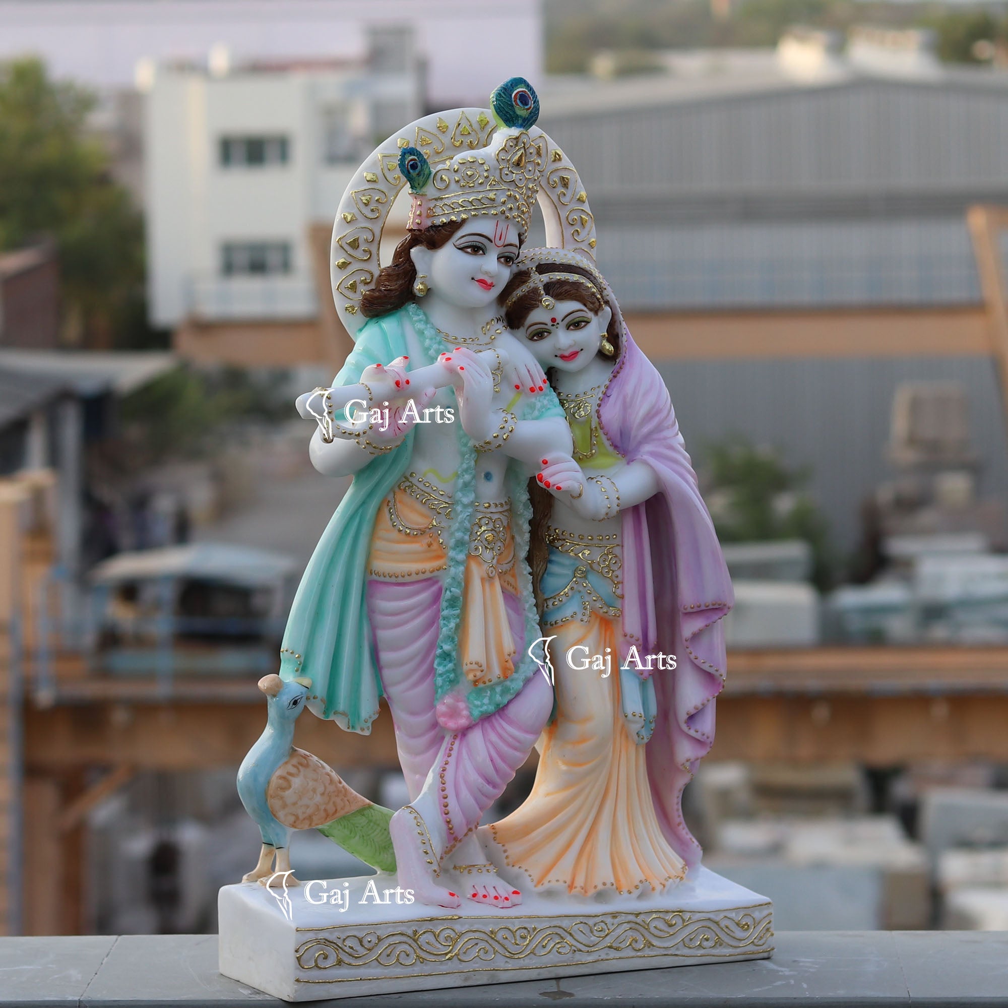 White Marble Ethiopia Radha Krishna Idol | 24 Inch