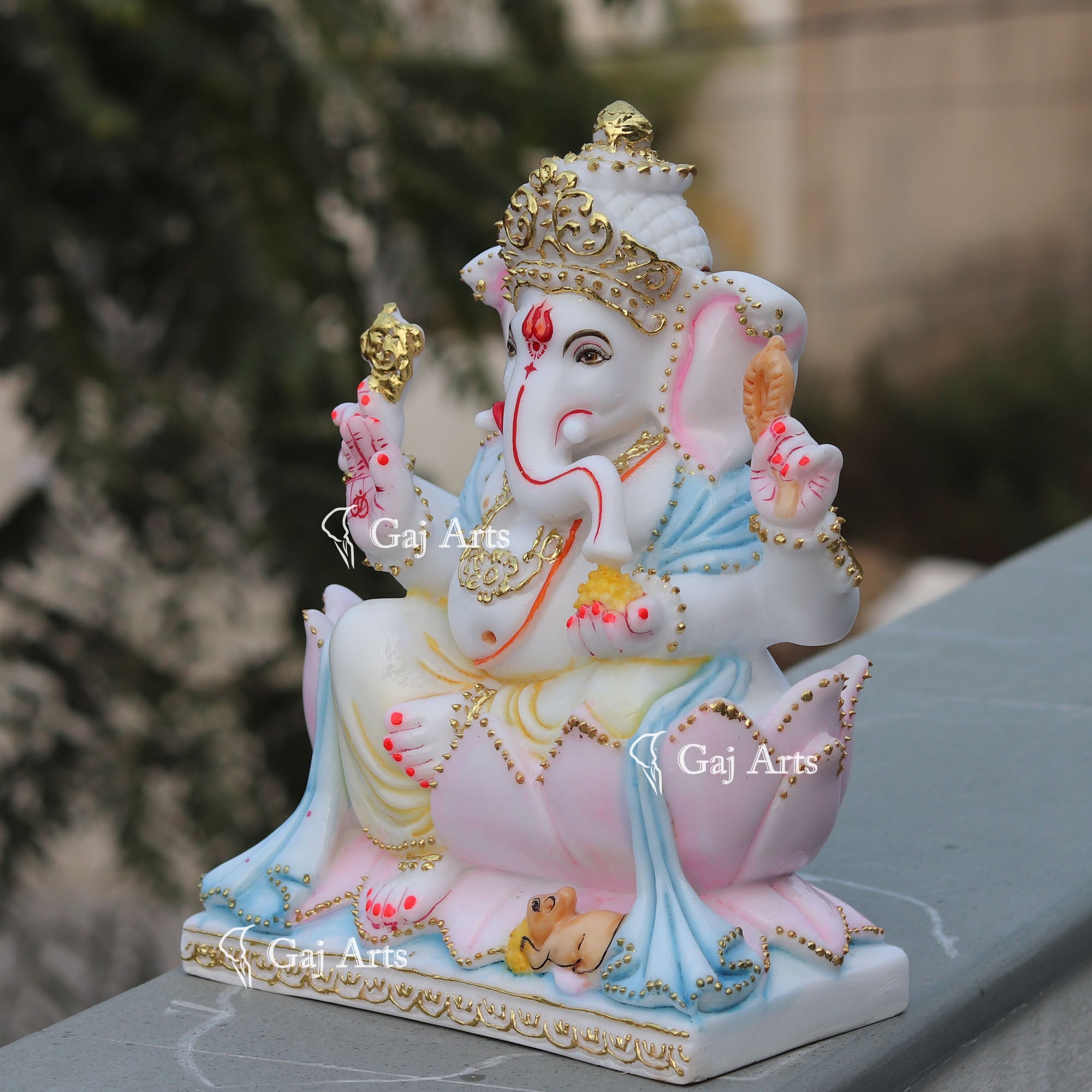 Ganpati Idol on Lotus | 12 Inch