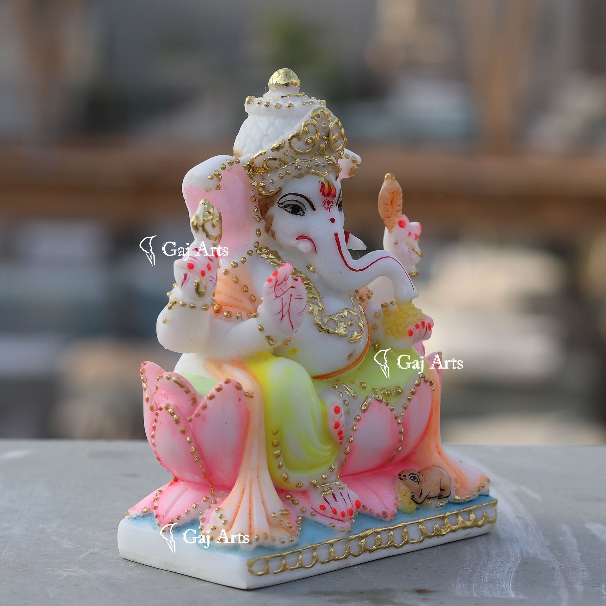 White Marble  Ethiopia Ganesh Murti | 5 Inch