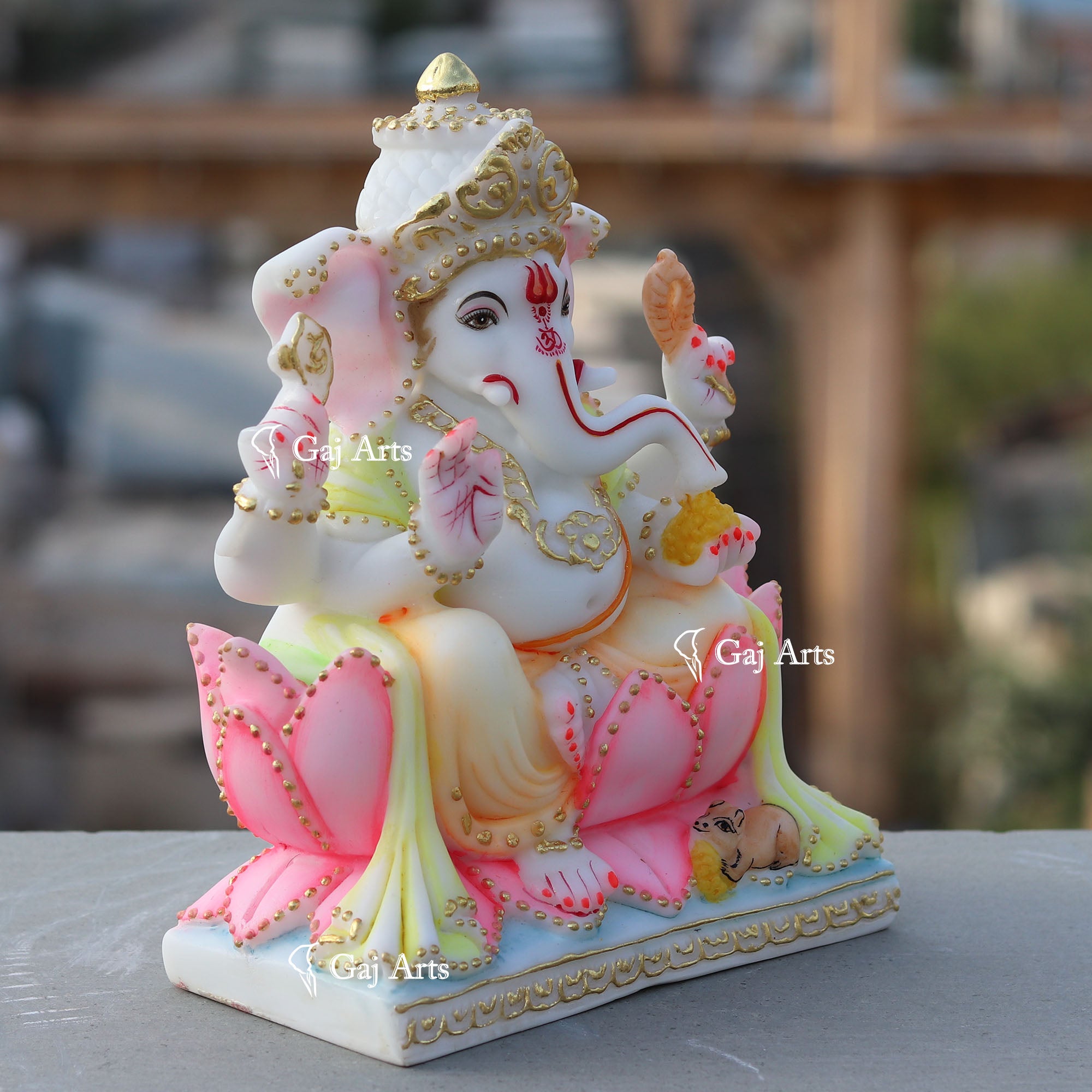 White Marble  Ethiopia Ganesh Murti | 9 Inch