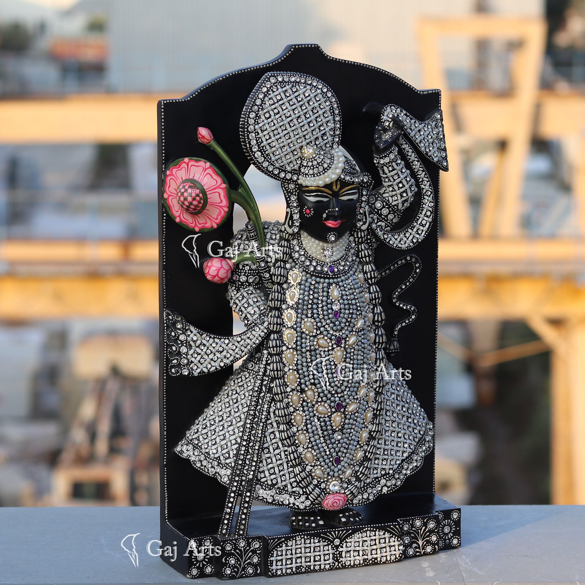 Black Marble Shrinath Ji Statue | 18 Inch