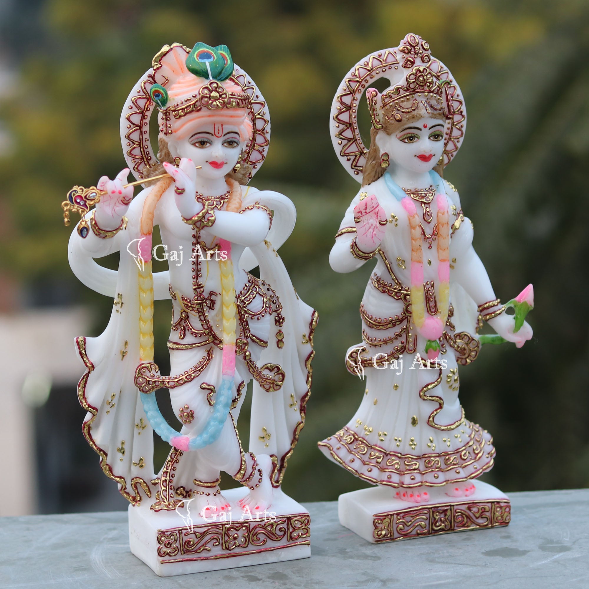 White Marble Radha Krishna Jodi | 12 Inch