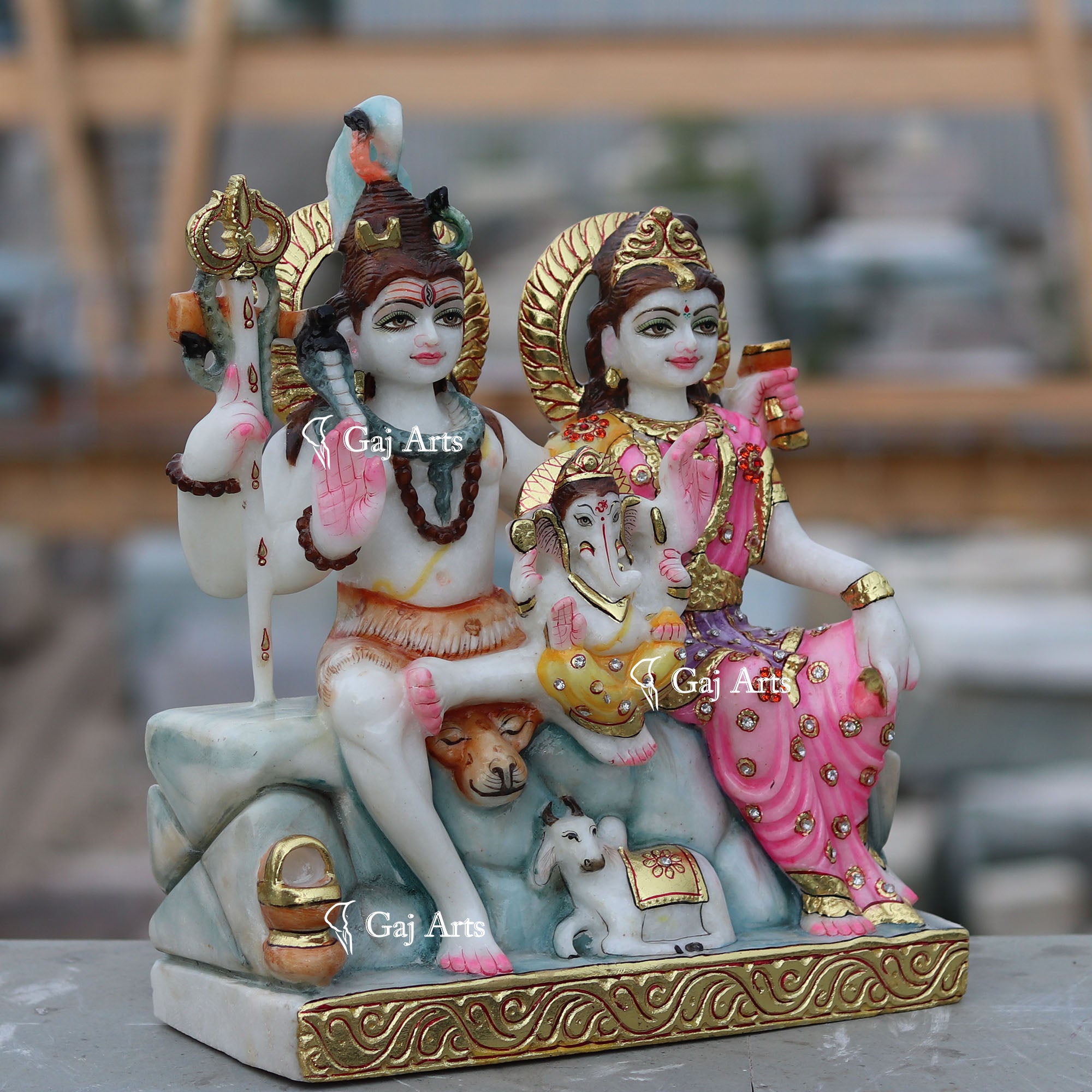 Marble Shiv Parivar Statue | 15 Inch