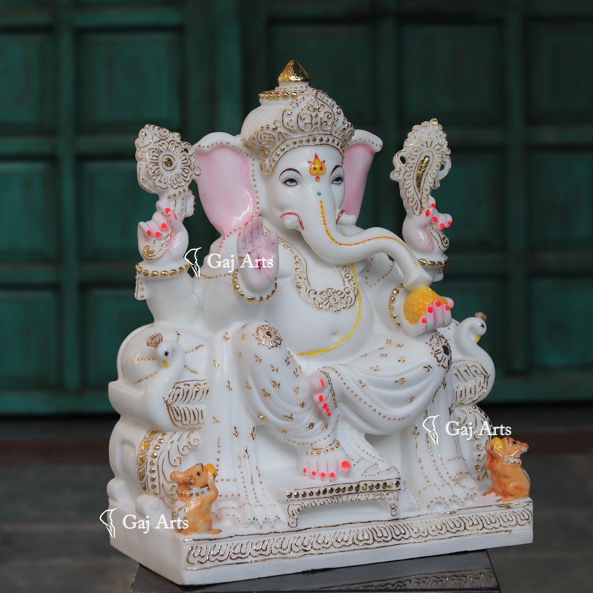 White Marble Ethiopia Ganesh Statue | 24 Inch