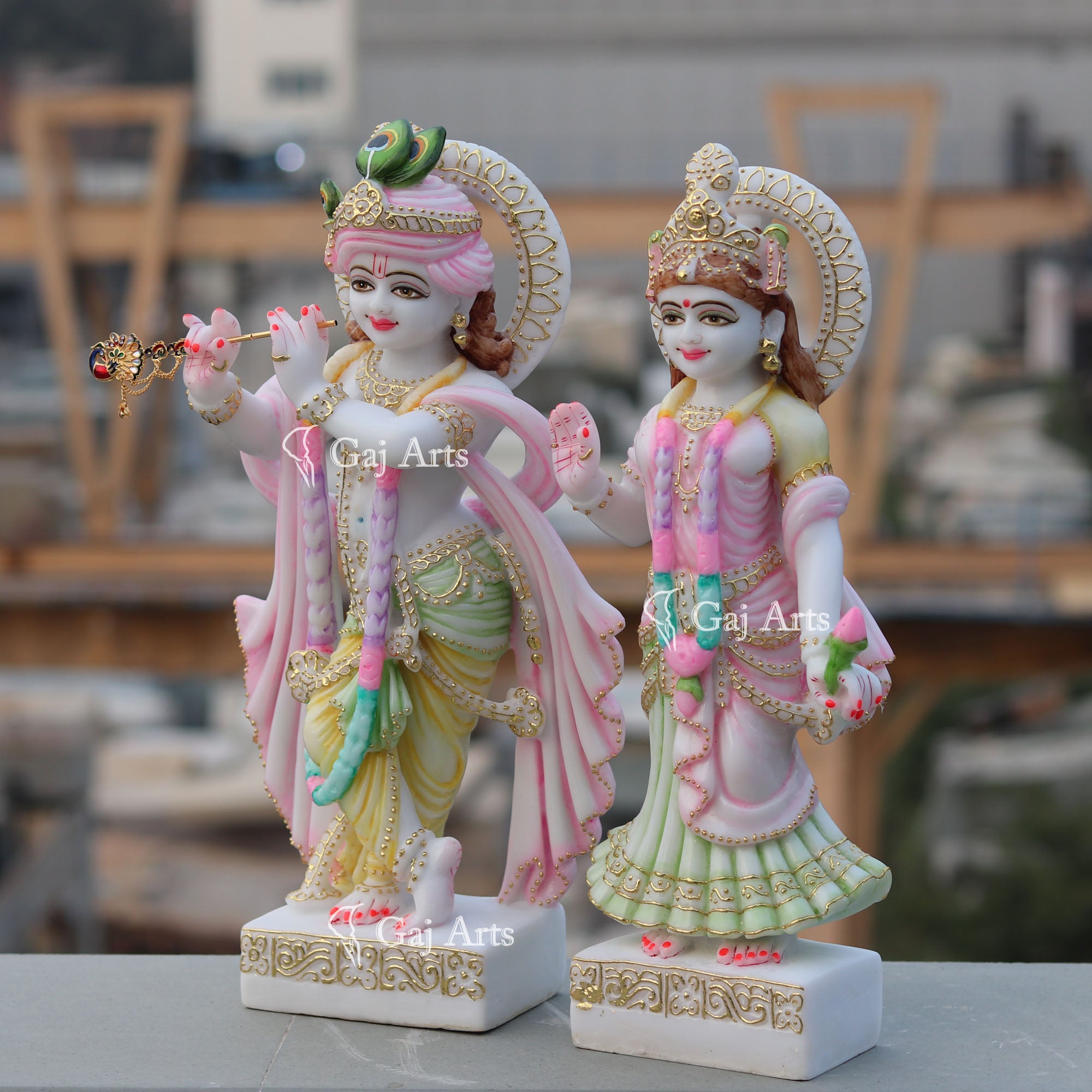 White Marble Ethiopia Radha Krishna Murti | 18 Inch