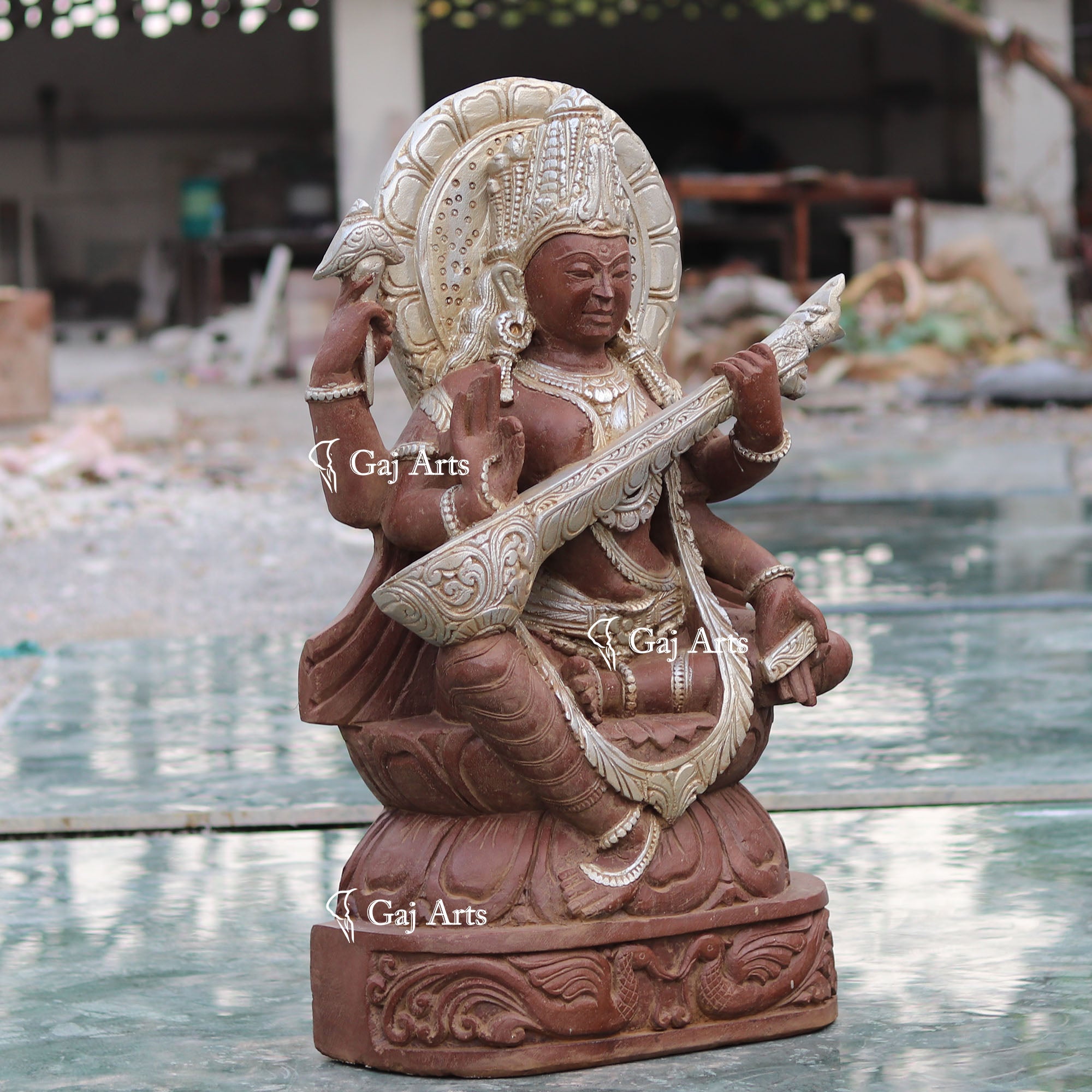Sandstone Saraswati Mata Statue | 36 Inch