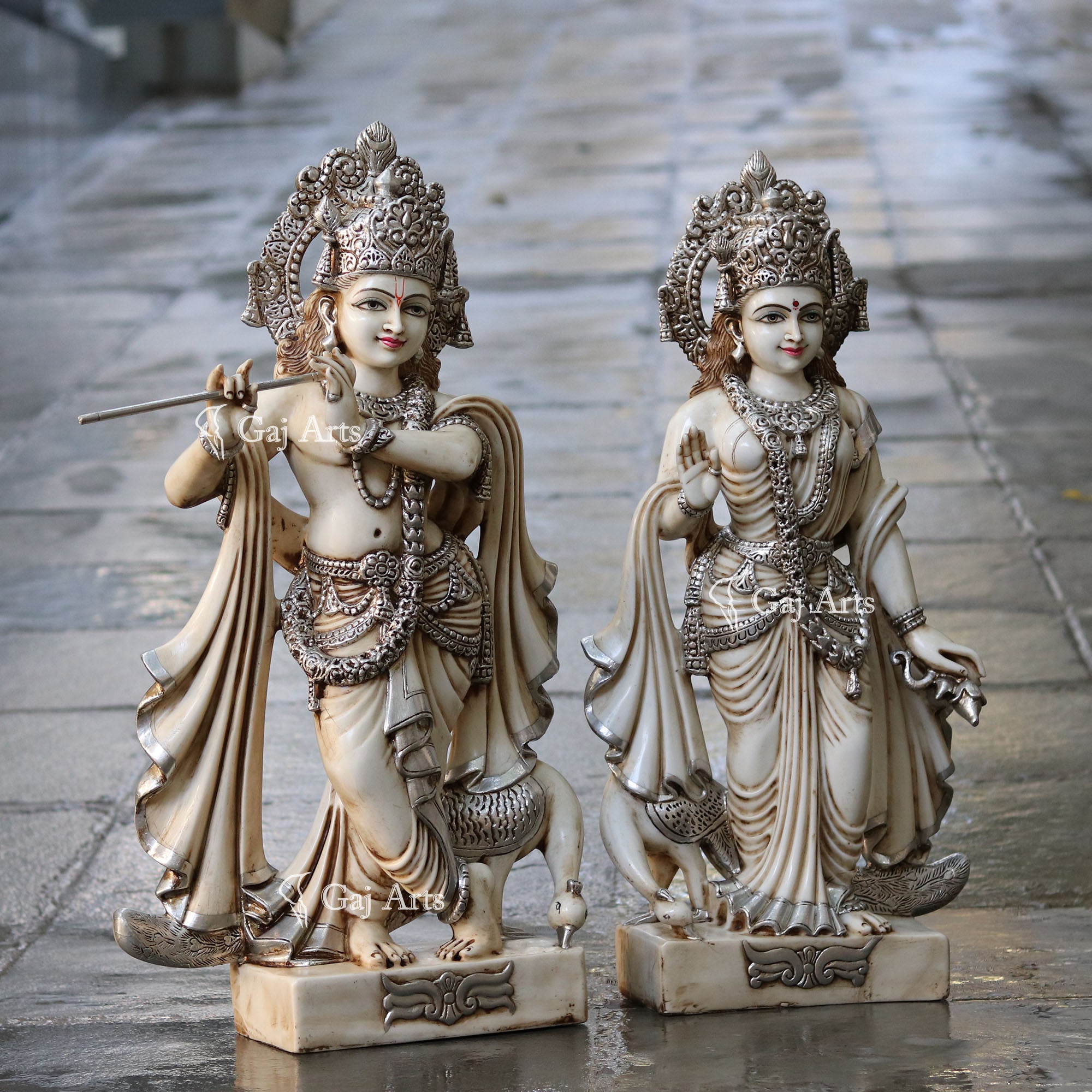 White Marble Ethiopia Radha Krishna Idol | 30 Inch