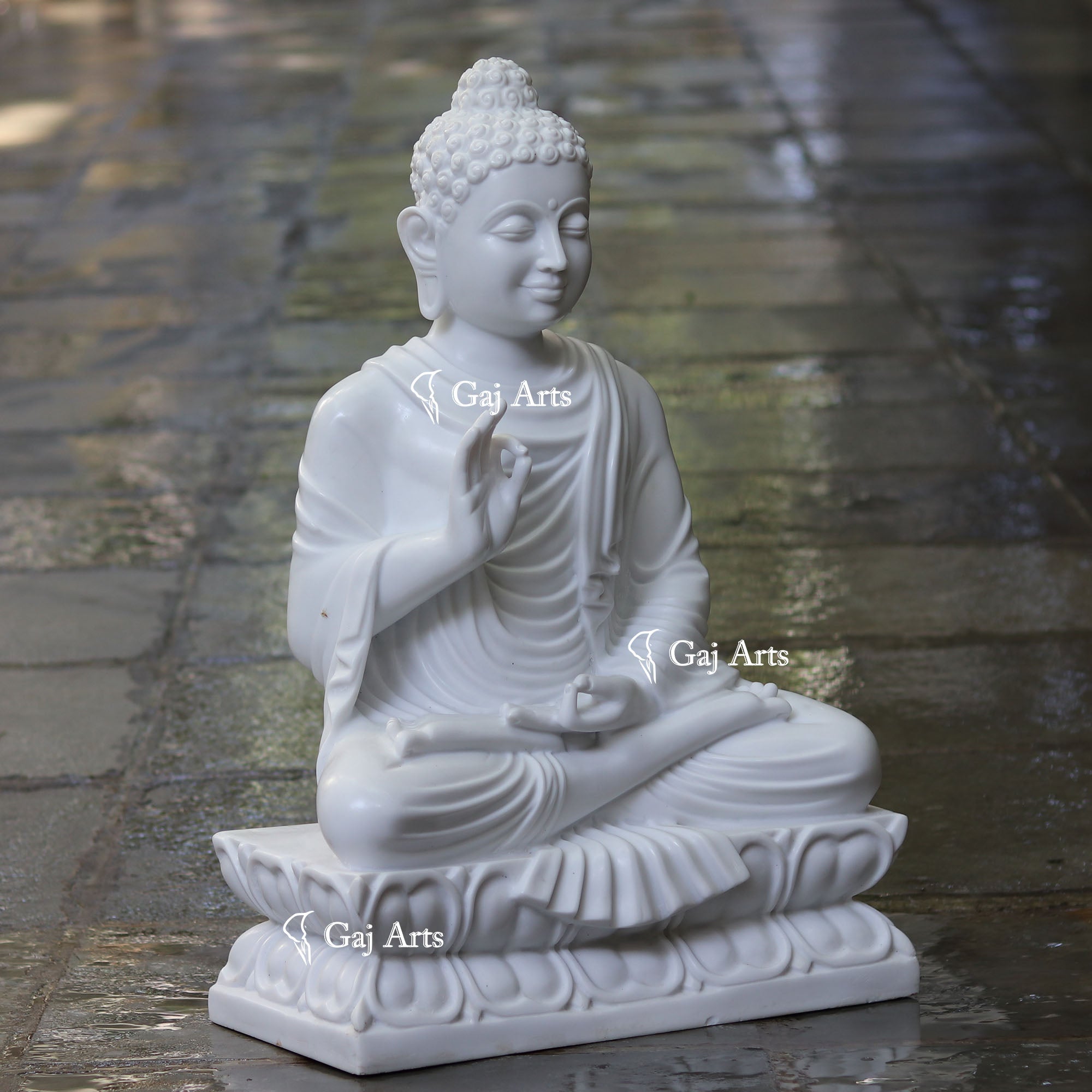 White Marble Buddha Statue | 30 Inch