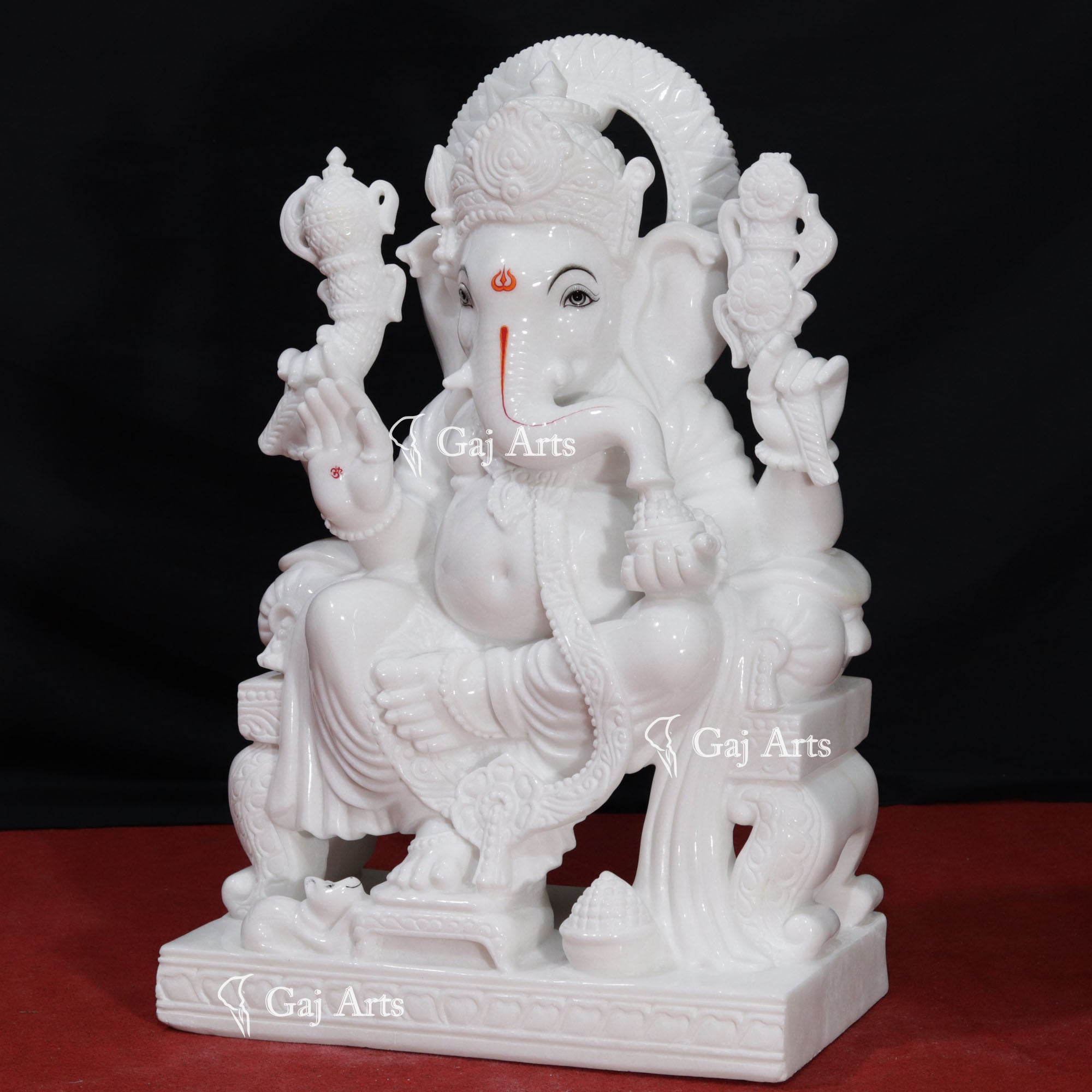 Super White Vietnam Marble Ganesh Murti | 30 Inch