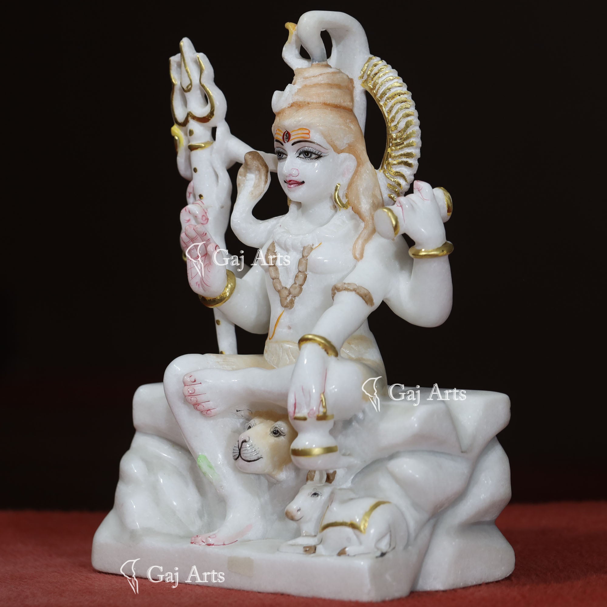 Super White Makrana Marble Lord Shiva Idol | 12 Inch
