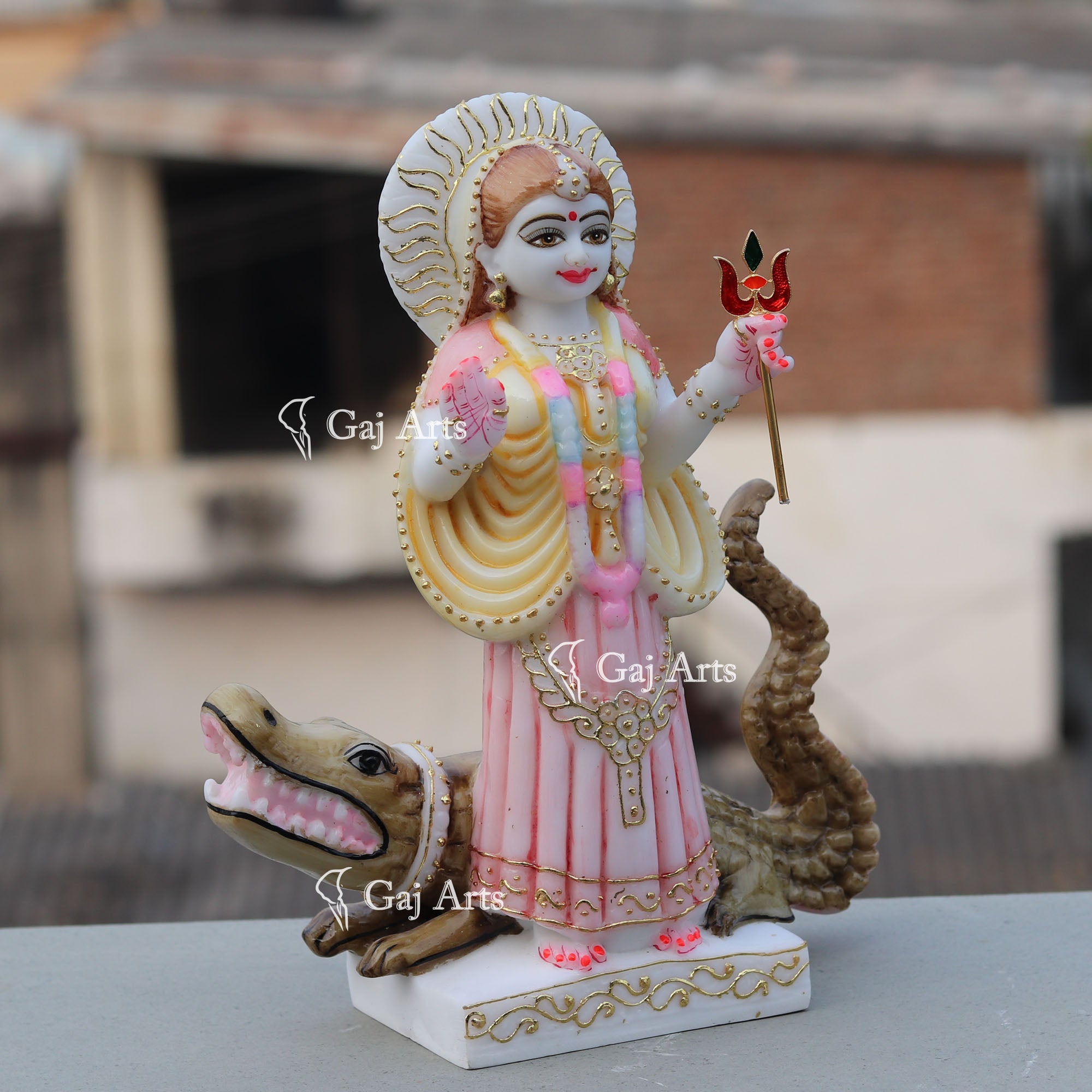 White Marble Khodiyar Maa Idol | 12 Inch