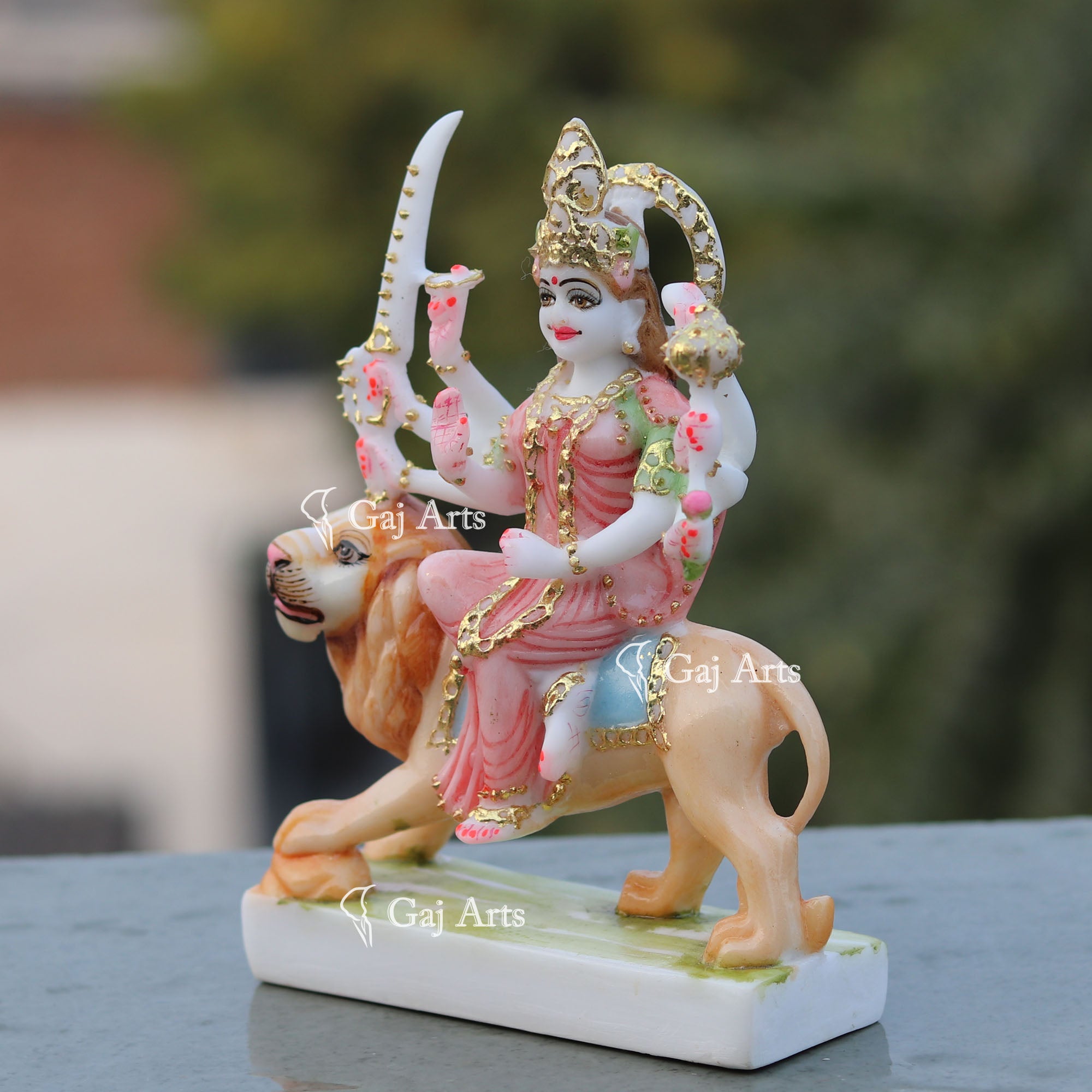 White Marble Durga Maa Idol | 7 Inch