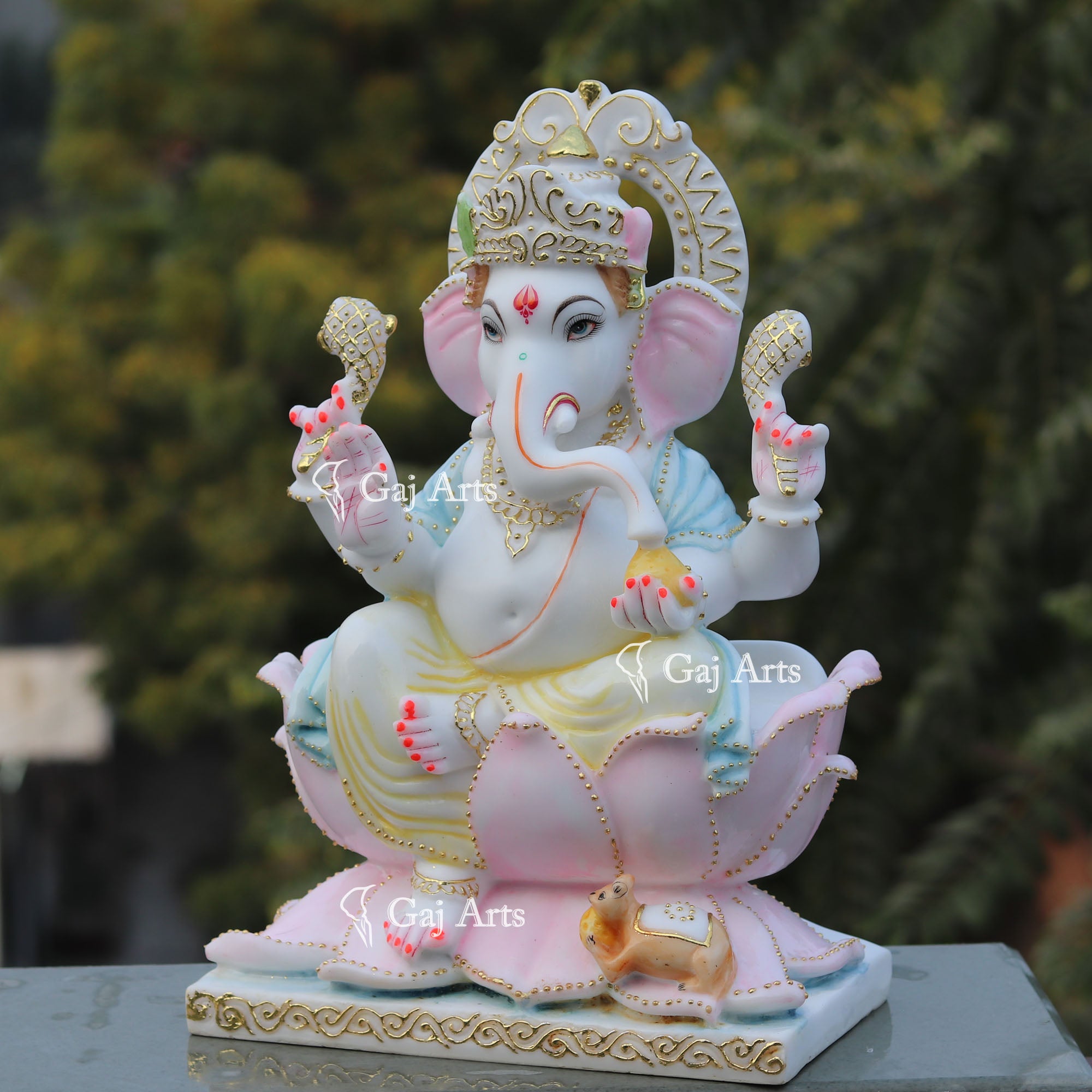 White Marble Ethiopia Ganesh Idol | 18 Inch