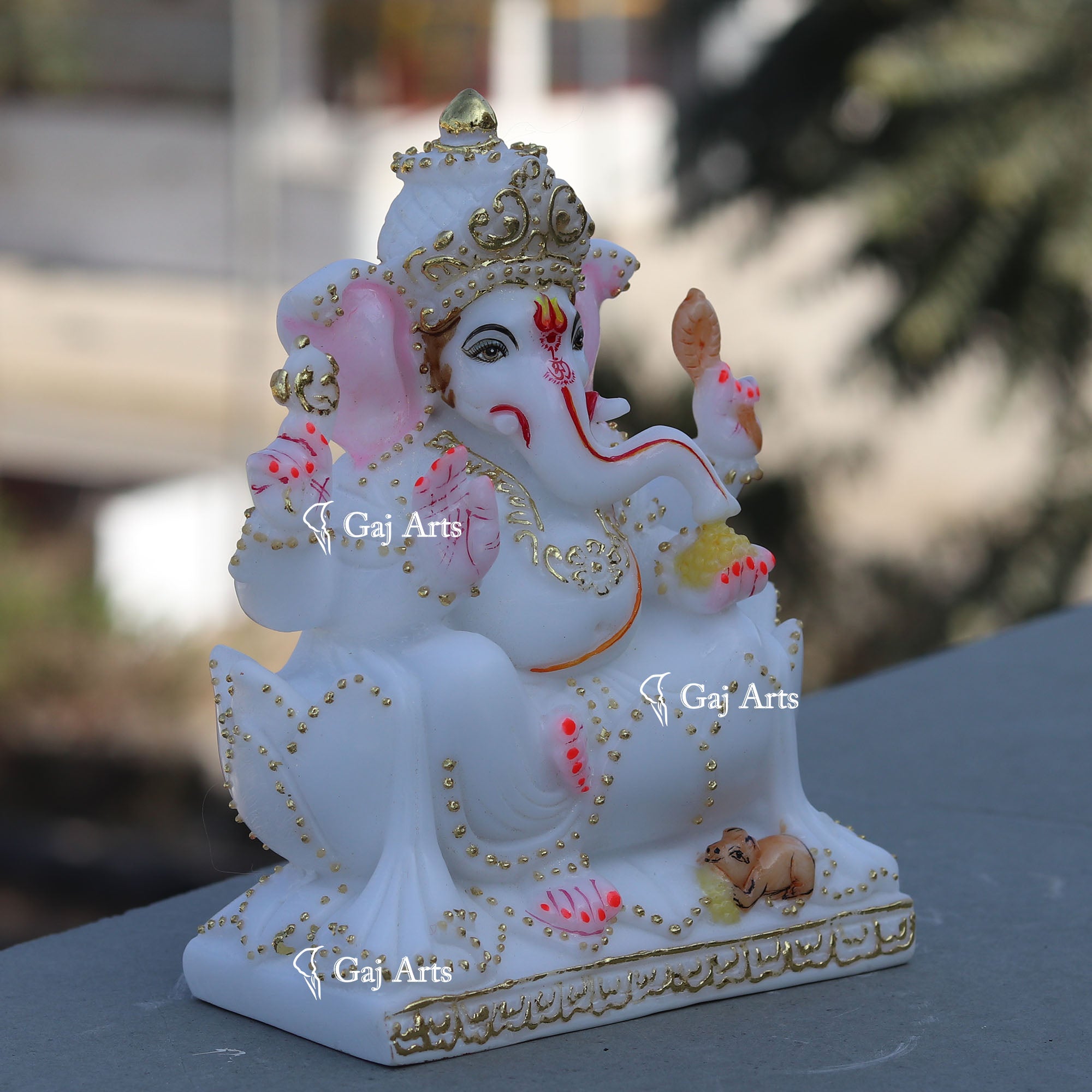 Handcrafted Marble Ganpati Statue | 7 Inch