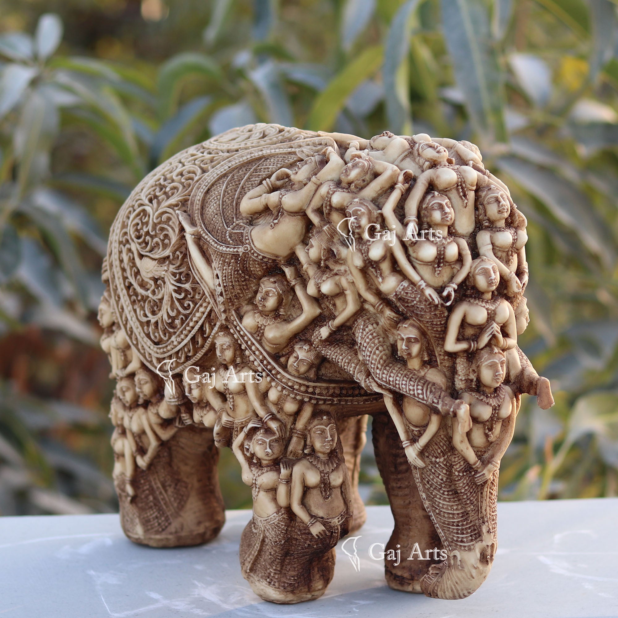 Marble Powder Elephant Statue | 12 Inch