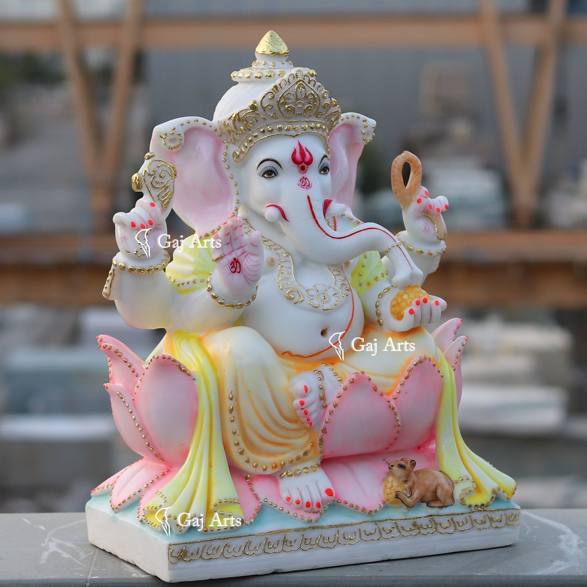 White Marble Ethiopia Ganesh Idol | 18 Inch