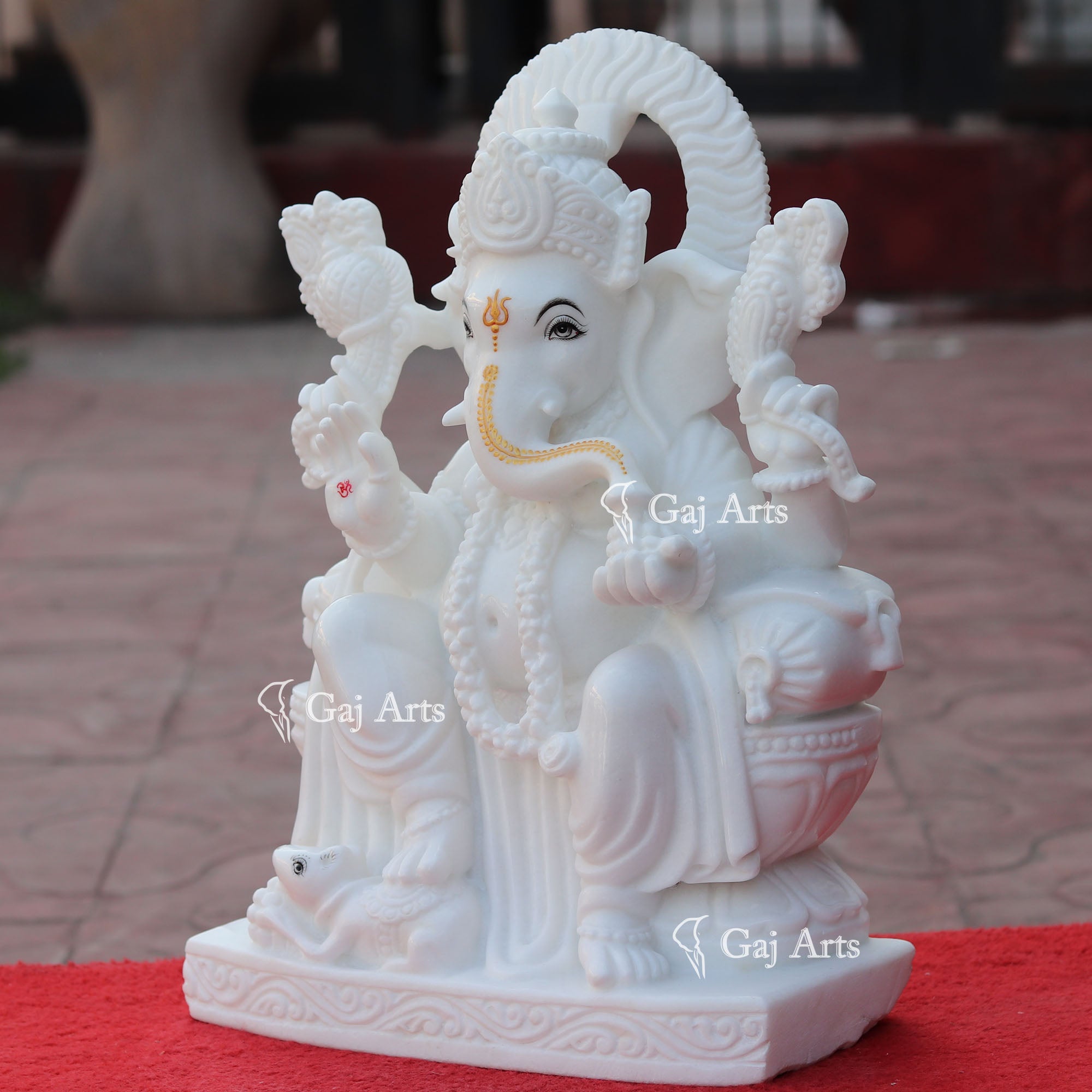 Super White Vietnam Marble Ganesh Murti | 18 Inch