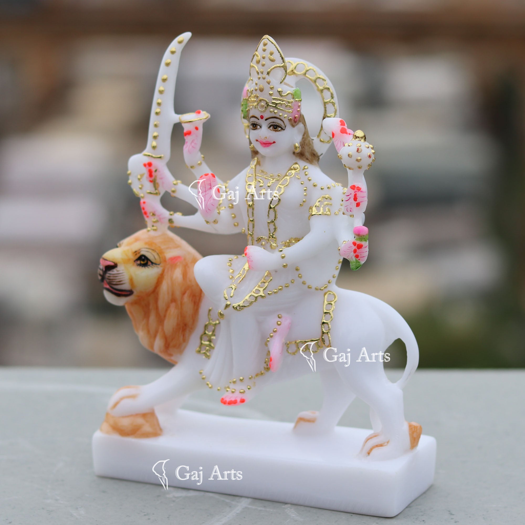 Handcrafted Marble Durga Maa Idol | 7 Inch