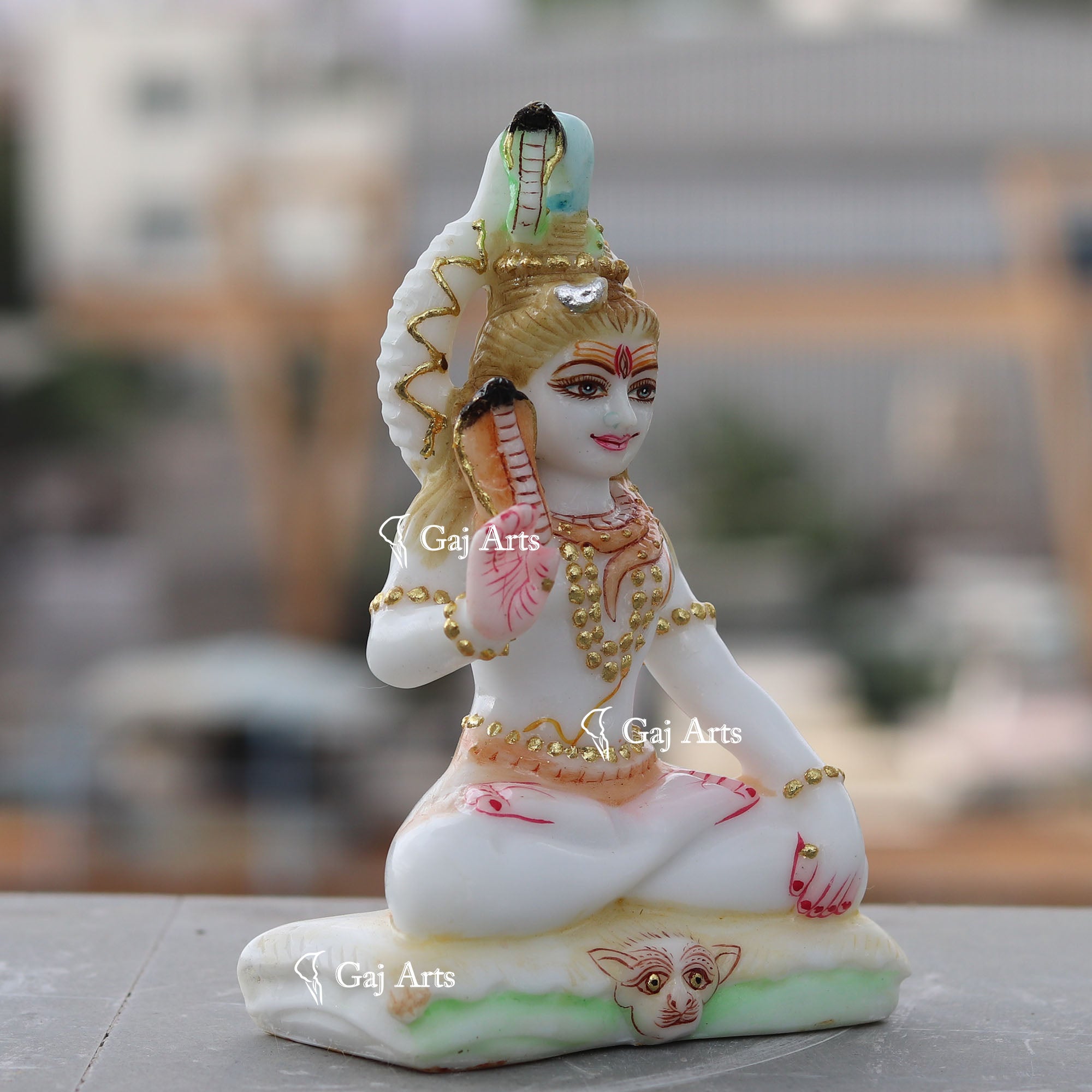 White Ethiopia  Marble Lord Shiva Statue | 6 Inch