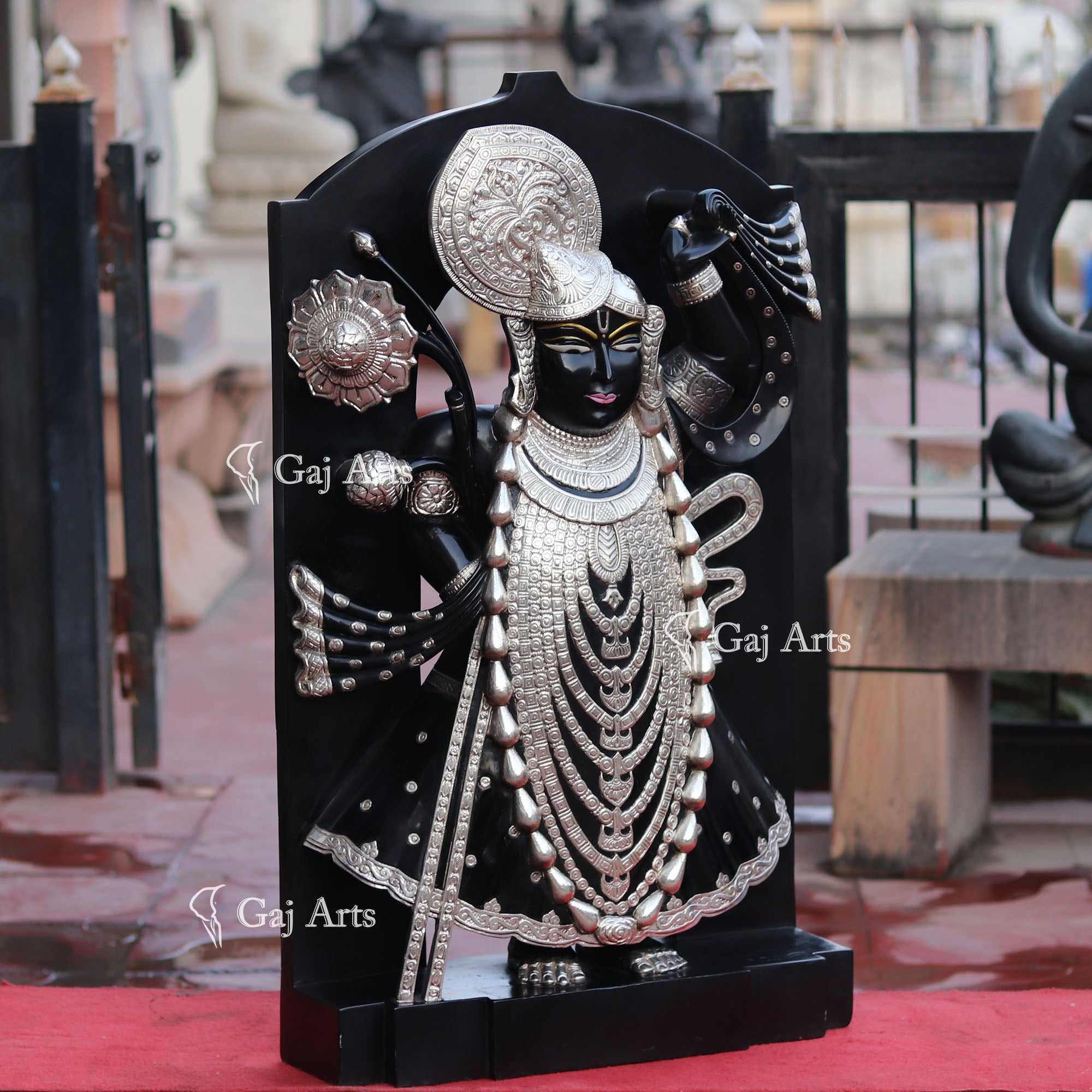 Black Marble Shreenath Ji Statue | 36 Inch