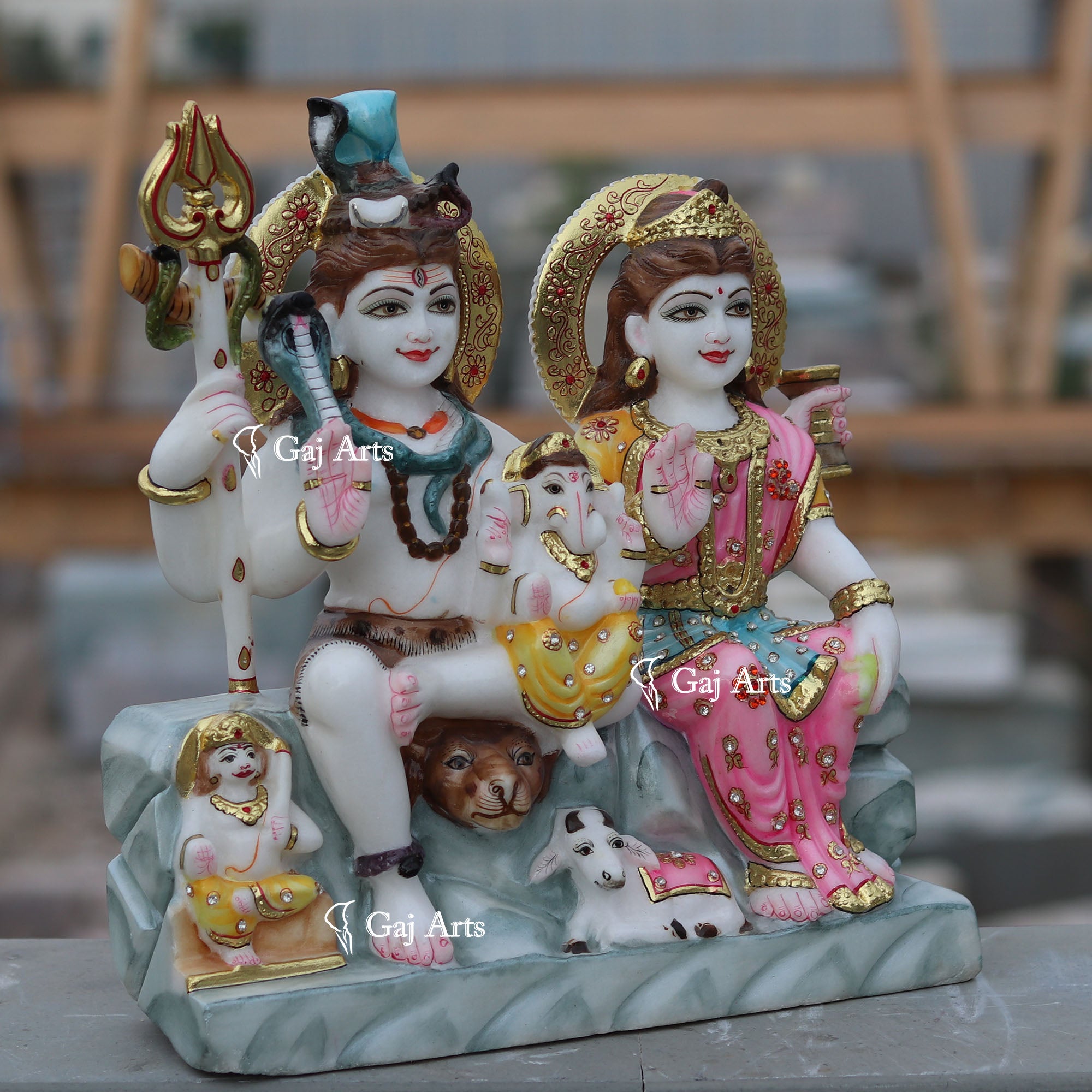 White Marble Shiv Parivar Statue | 16 Inch