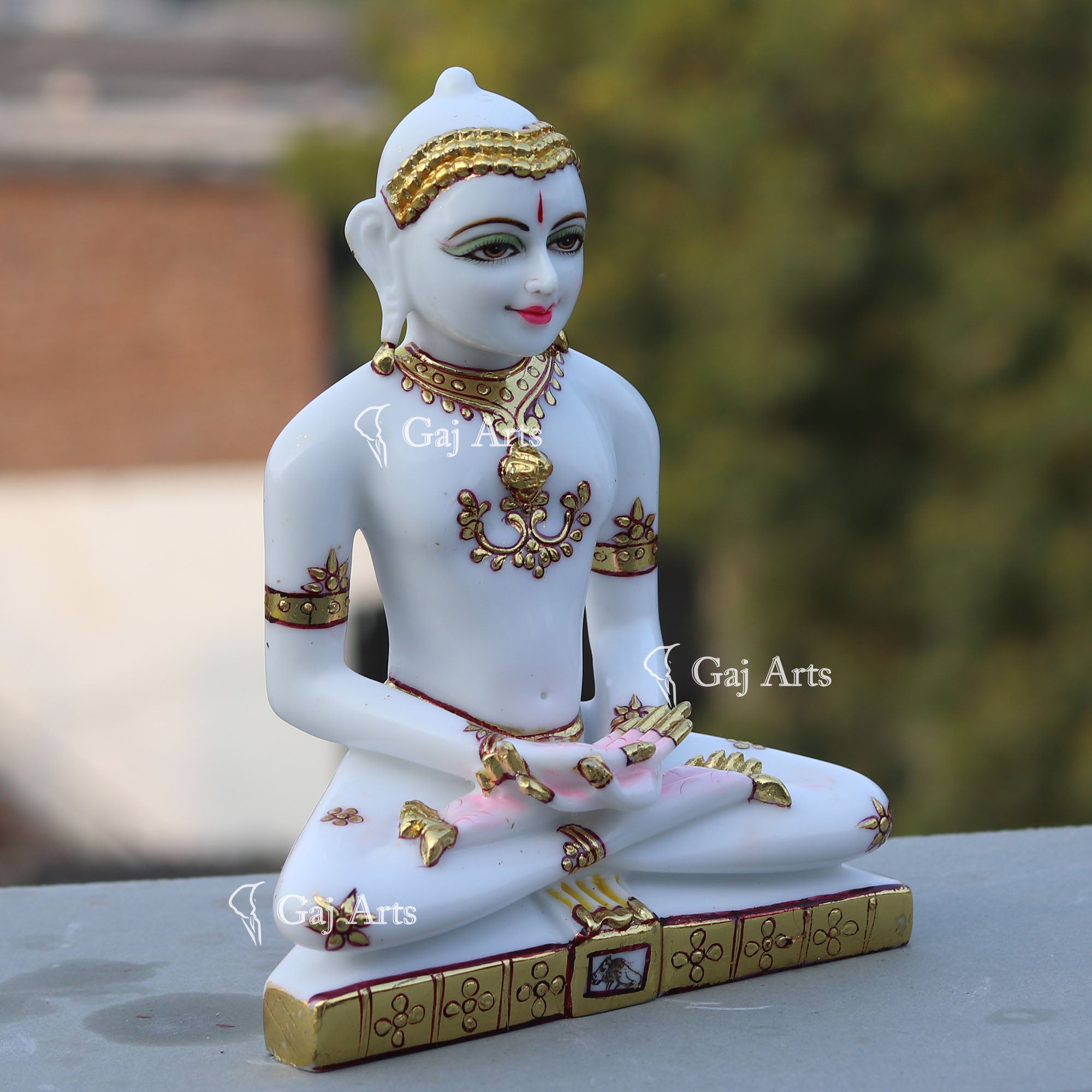 White Marble Ethiopia Jain Idol | 9 Inch