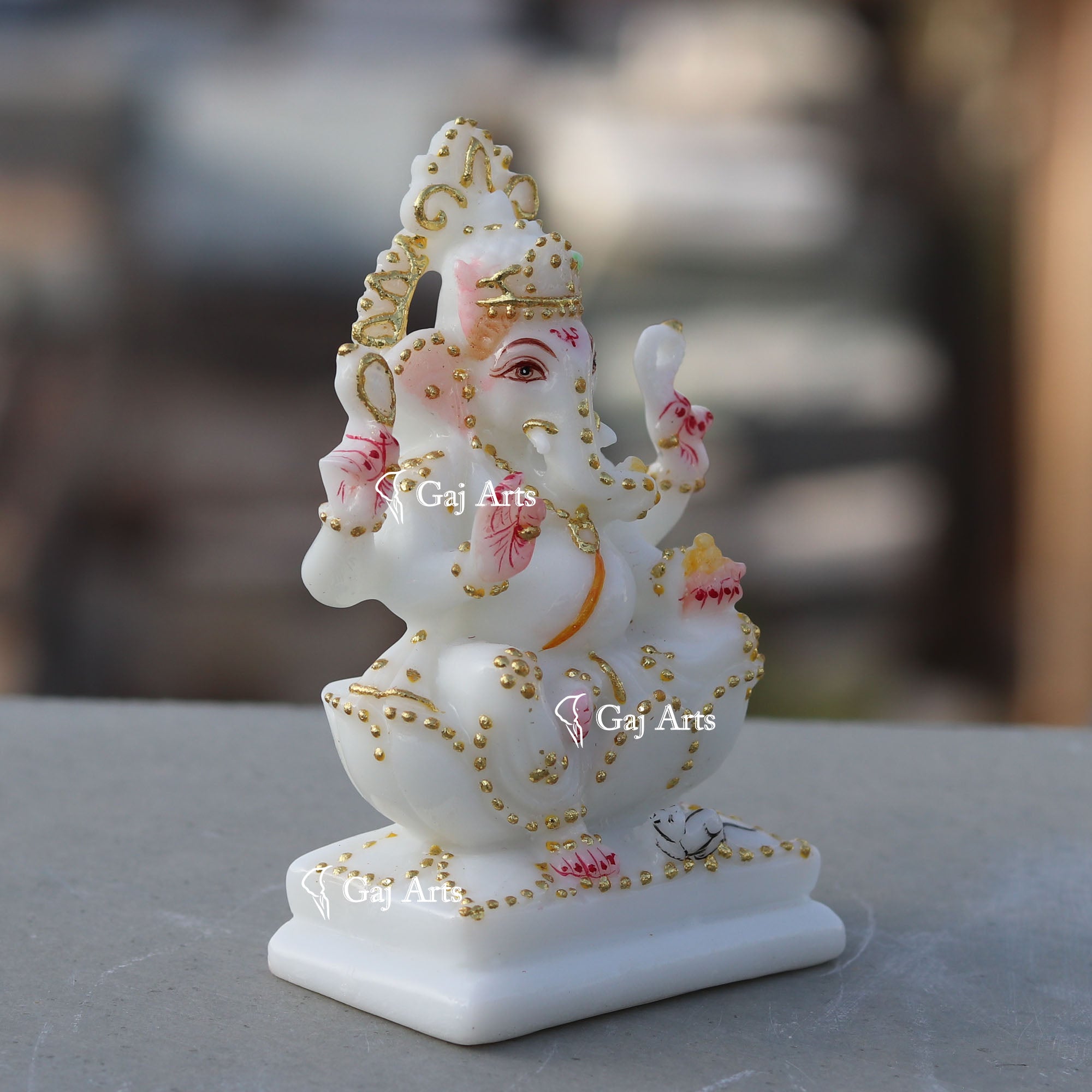 White Marble Ganesh Murti | 4 Inch