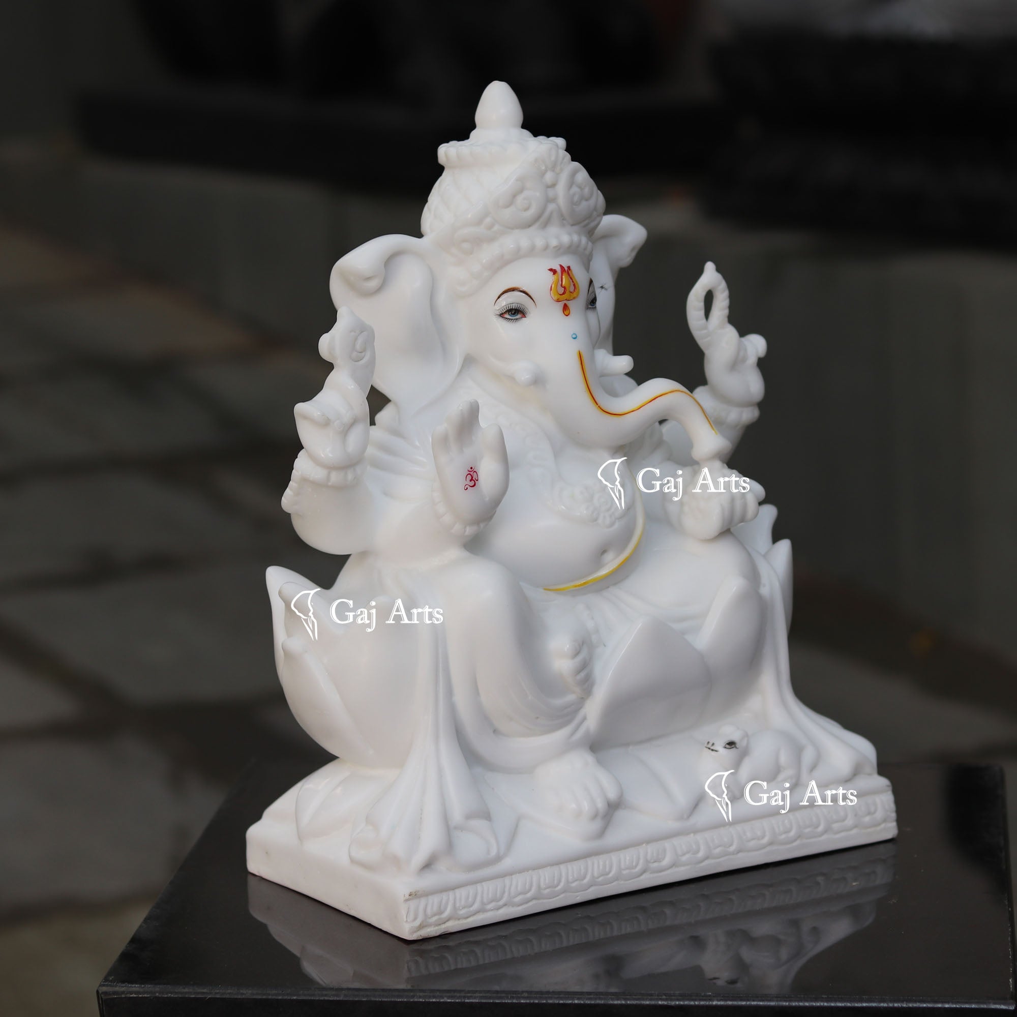 White Marble Ethiopia Ganesh Idol | 15 Inch
