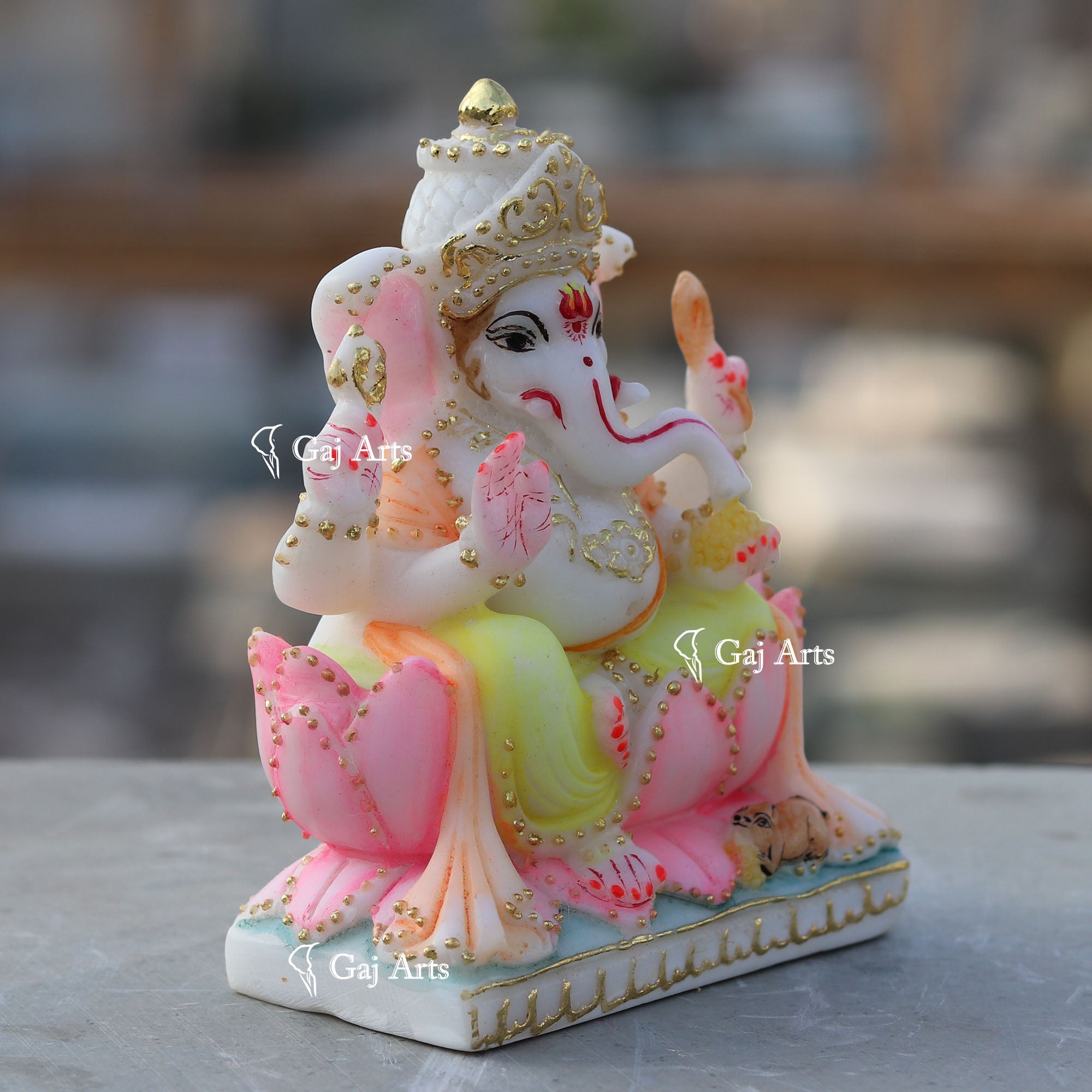 White Marble  Ethiopia Ganesh Murti | 5 Inch