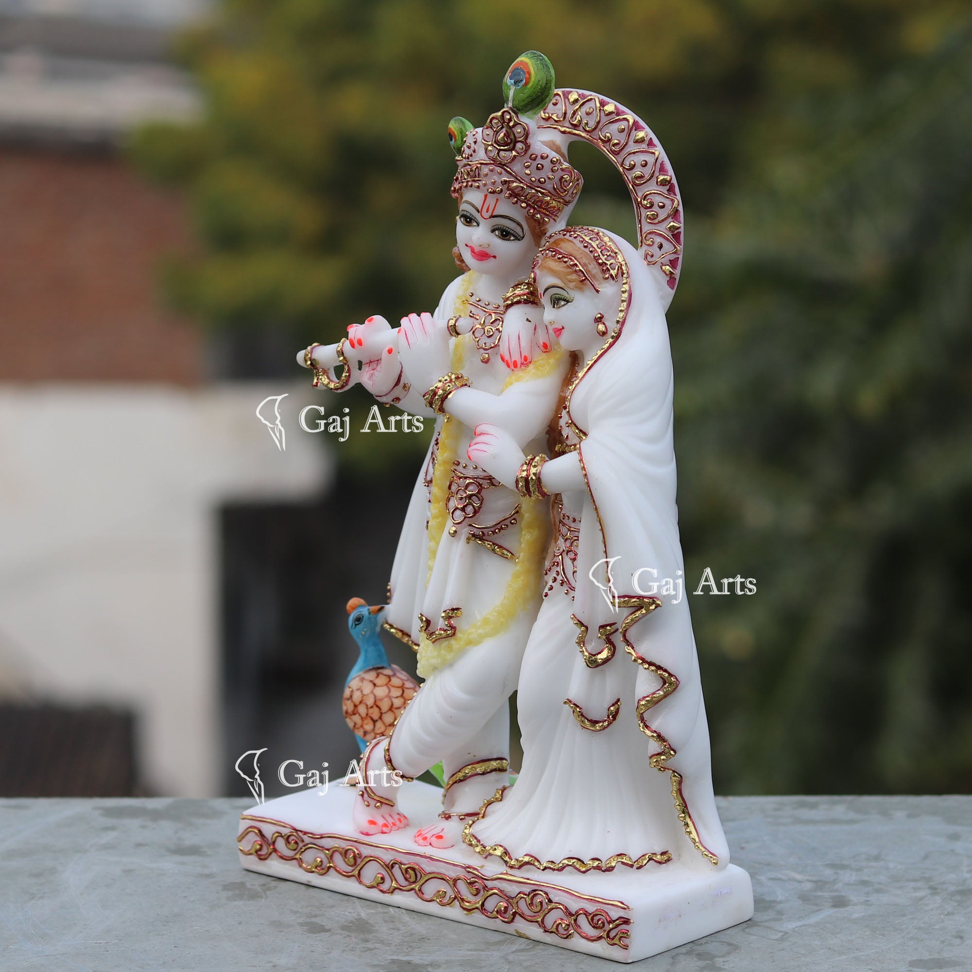 White Marble Radha Krishna Jodi | 12 Inch