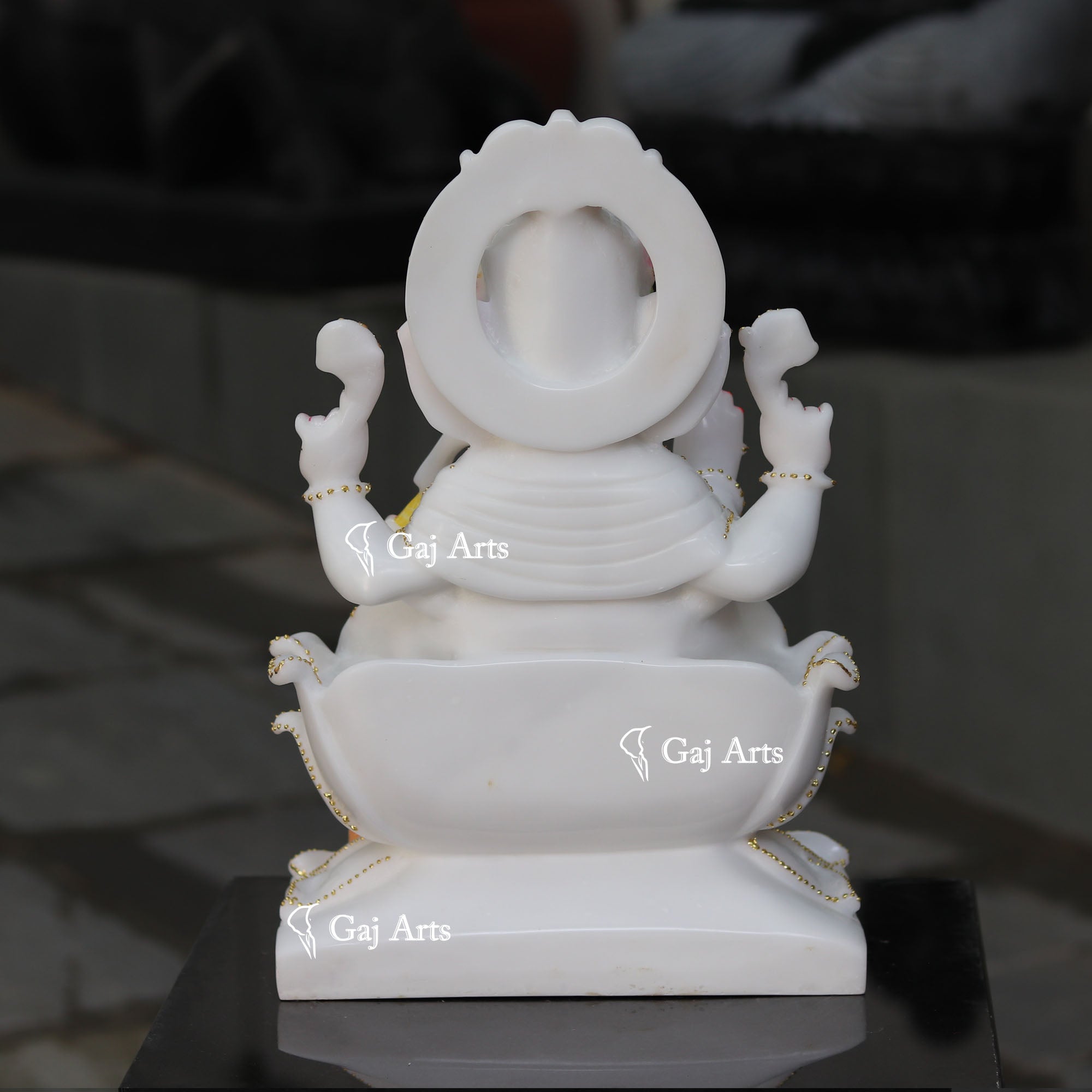 White Marble Ethiopia Ganesh Idol | 18 Inch