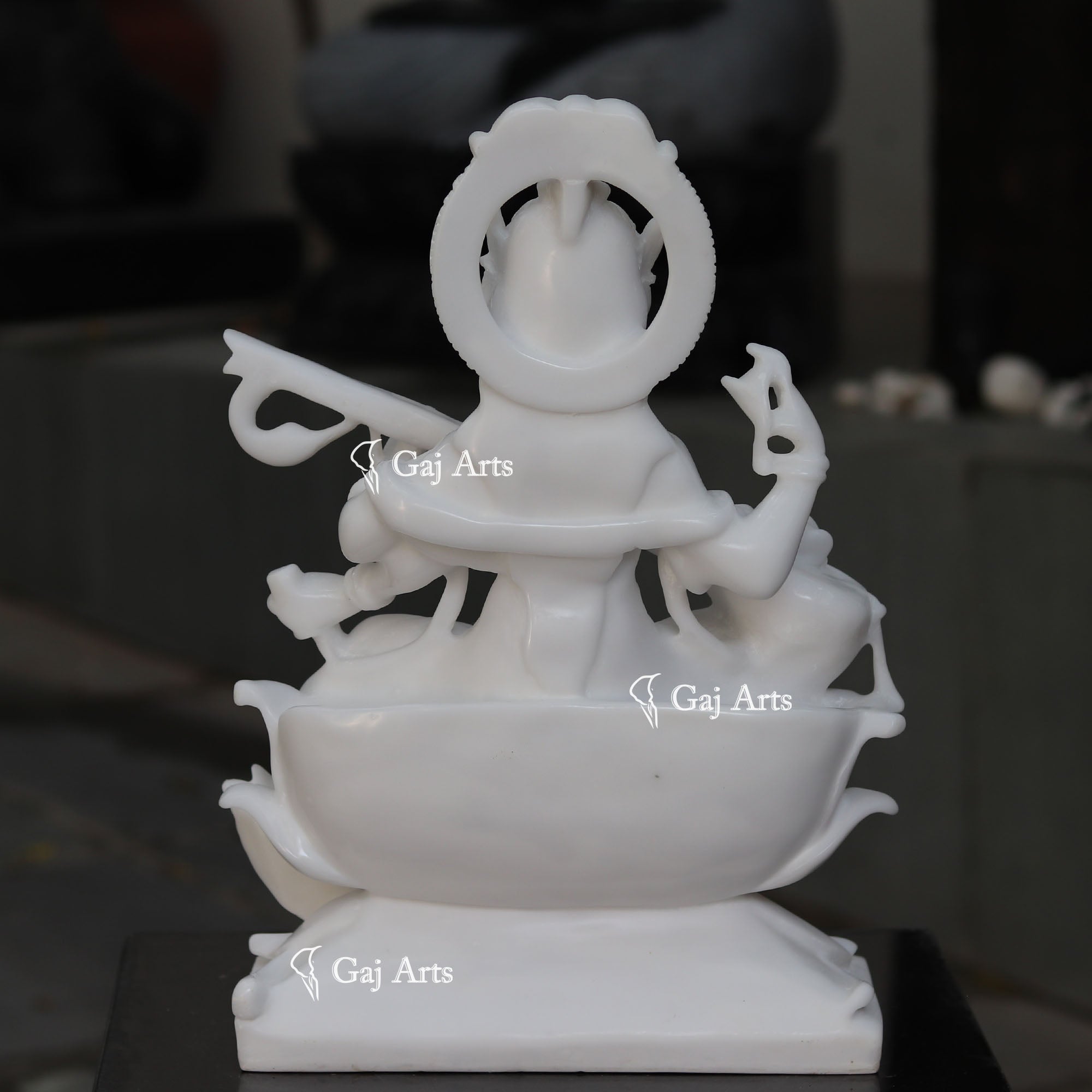 White Marble Saraswati Maa Statue | 18 Inch