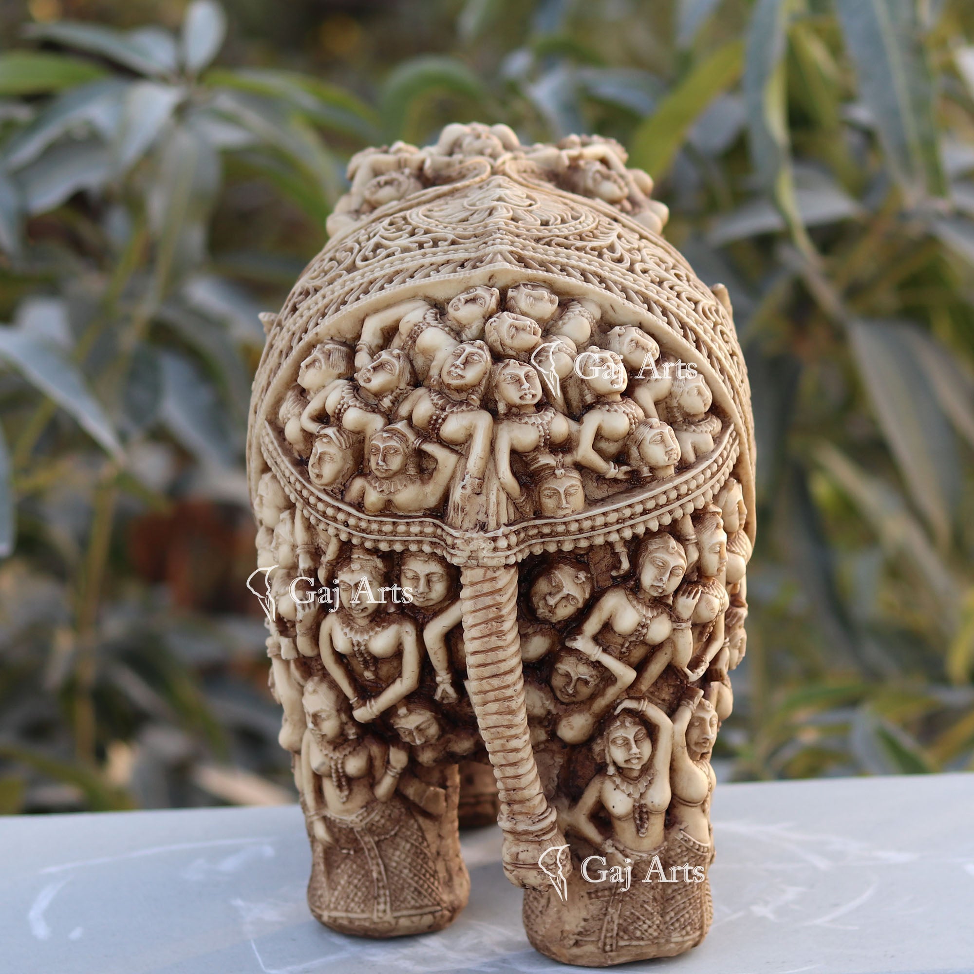 Marble Powder Elephant Statue | 12 Inch
