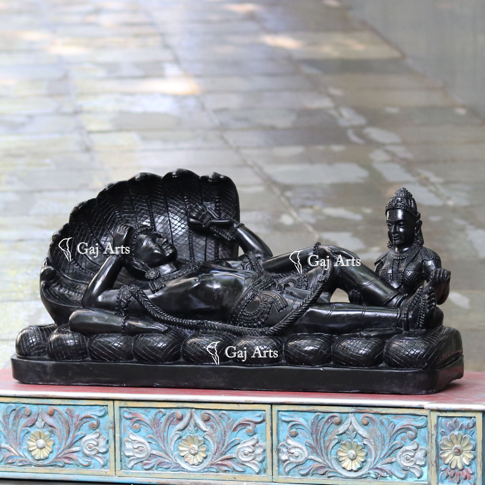 Black Marble Vishnu Ji Statue | 36 Inch