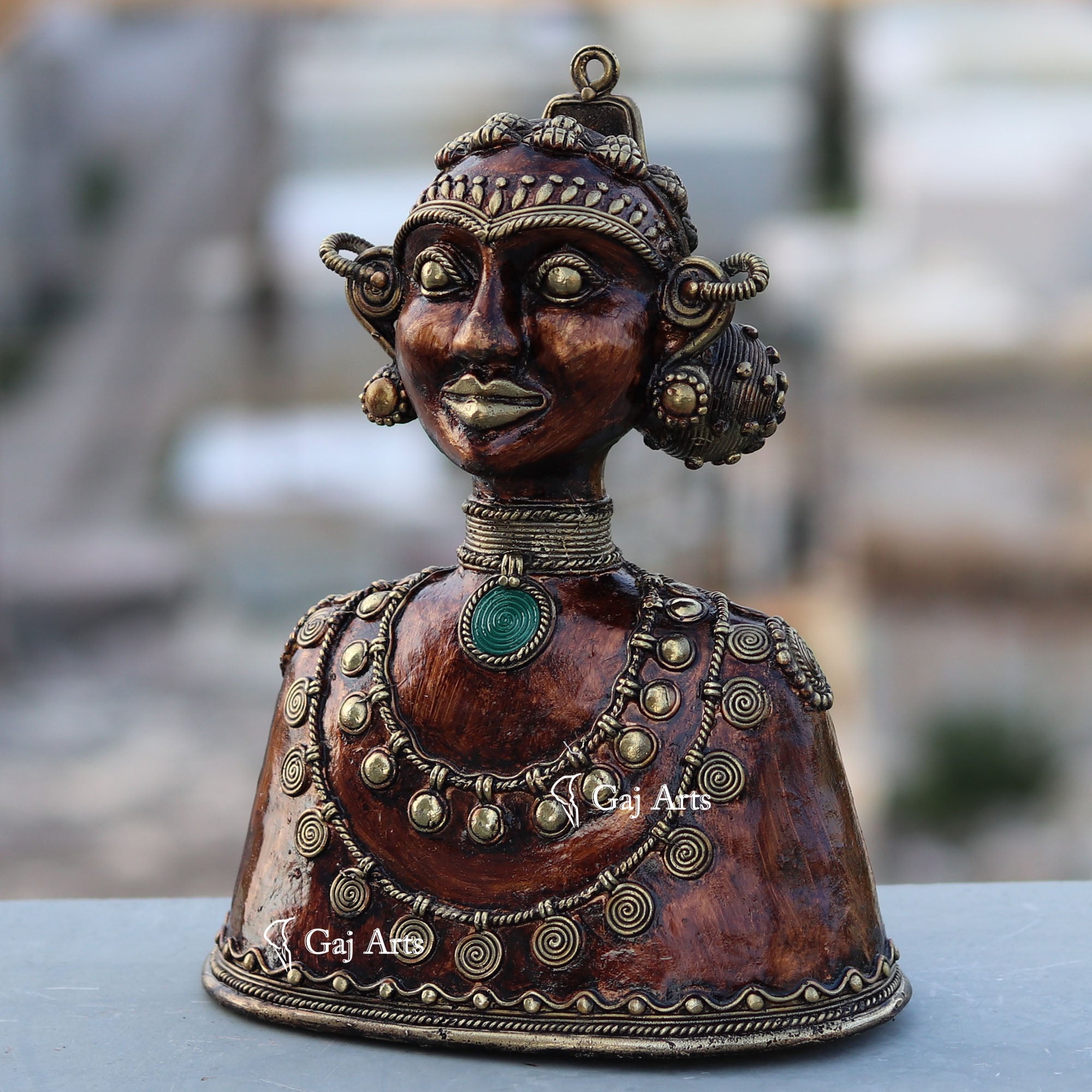 Dhokra Art Tribal Head Sculpture | 12 Inch