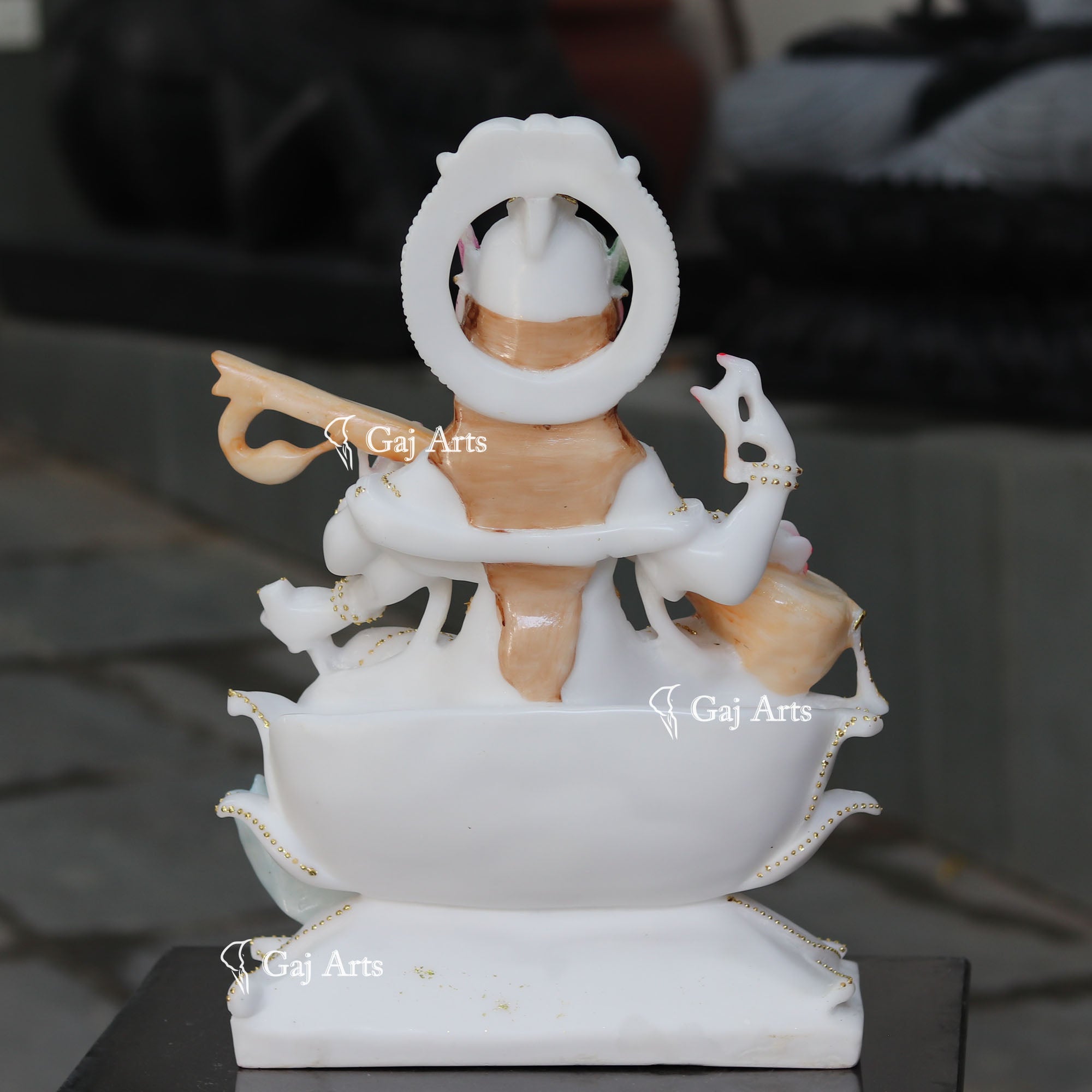 White Marble Saraswati Ji Idol | 18 Inch