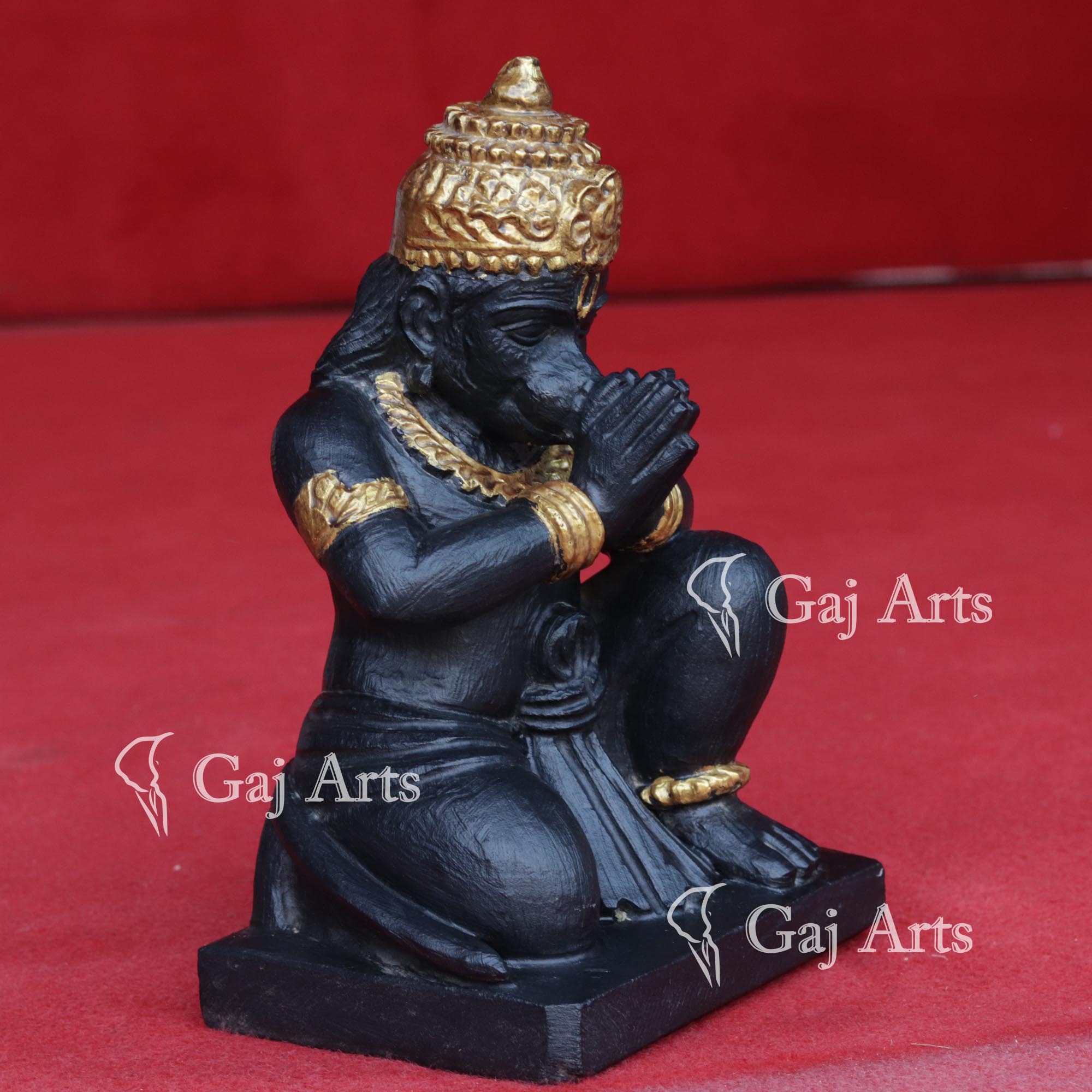 Black Marble Veer Hanuman Ji Idol | 12 Inch