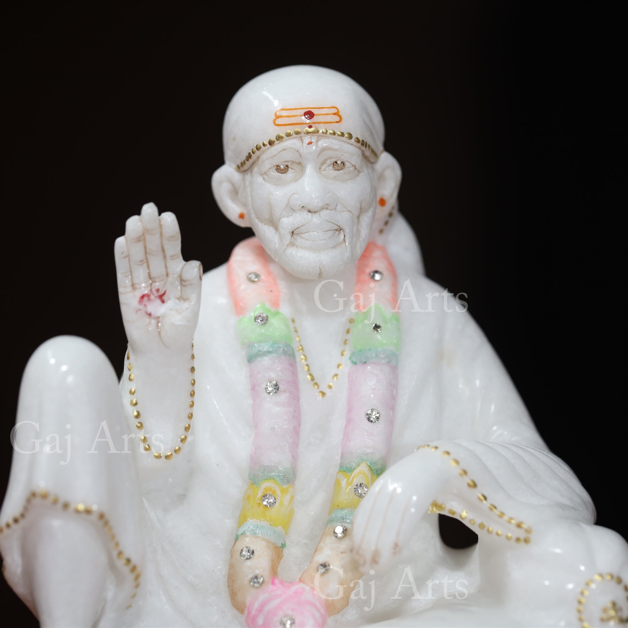 White Makrana Marble Sai Baba Idol | 8 Inch