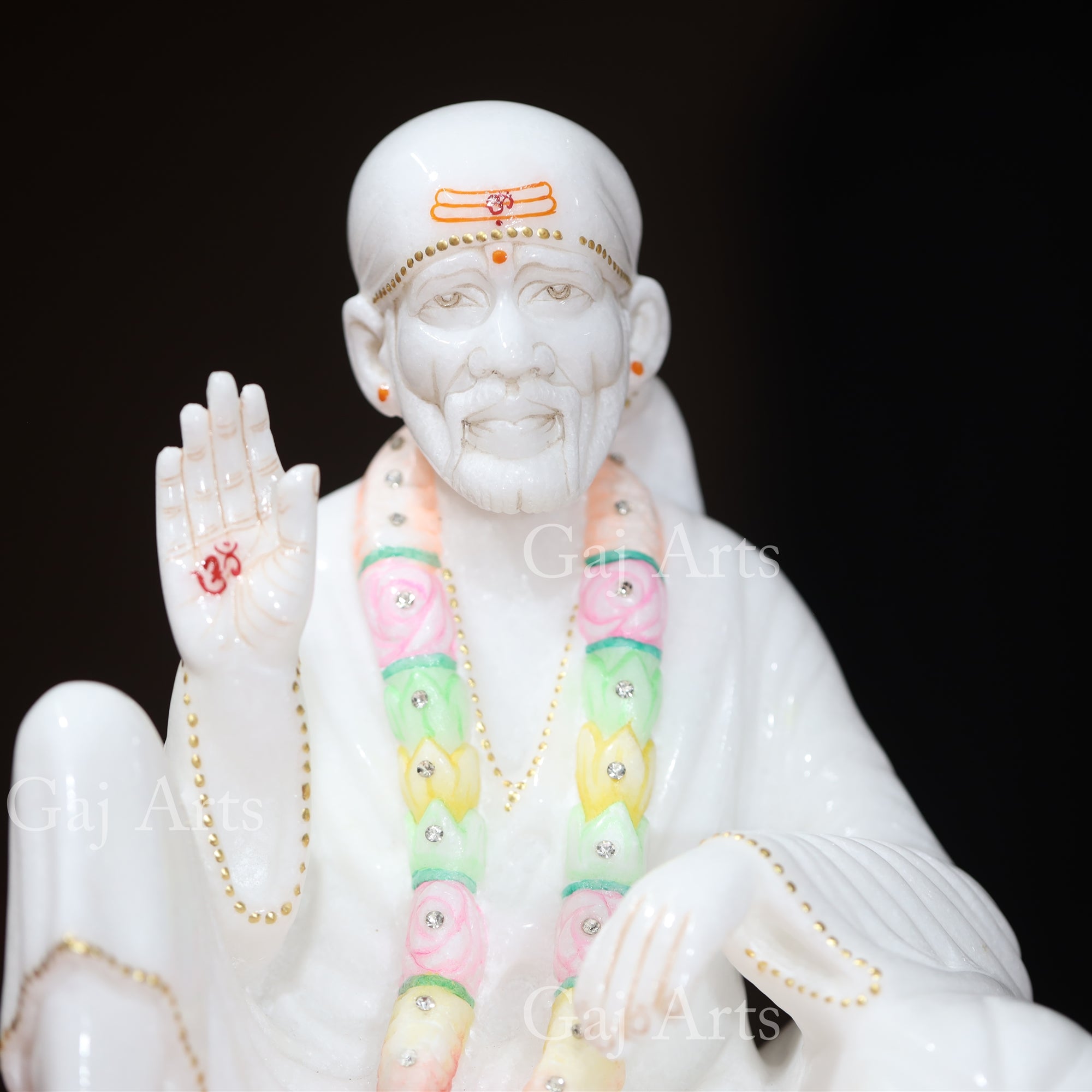 White Makrana Marble Sai Baba Idol | 11 Inch