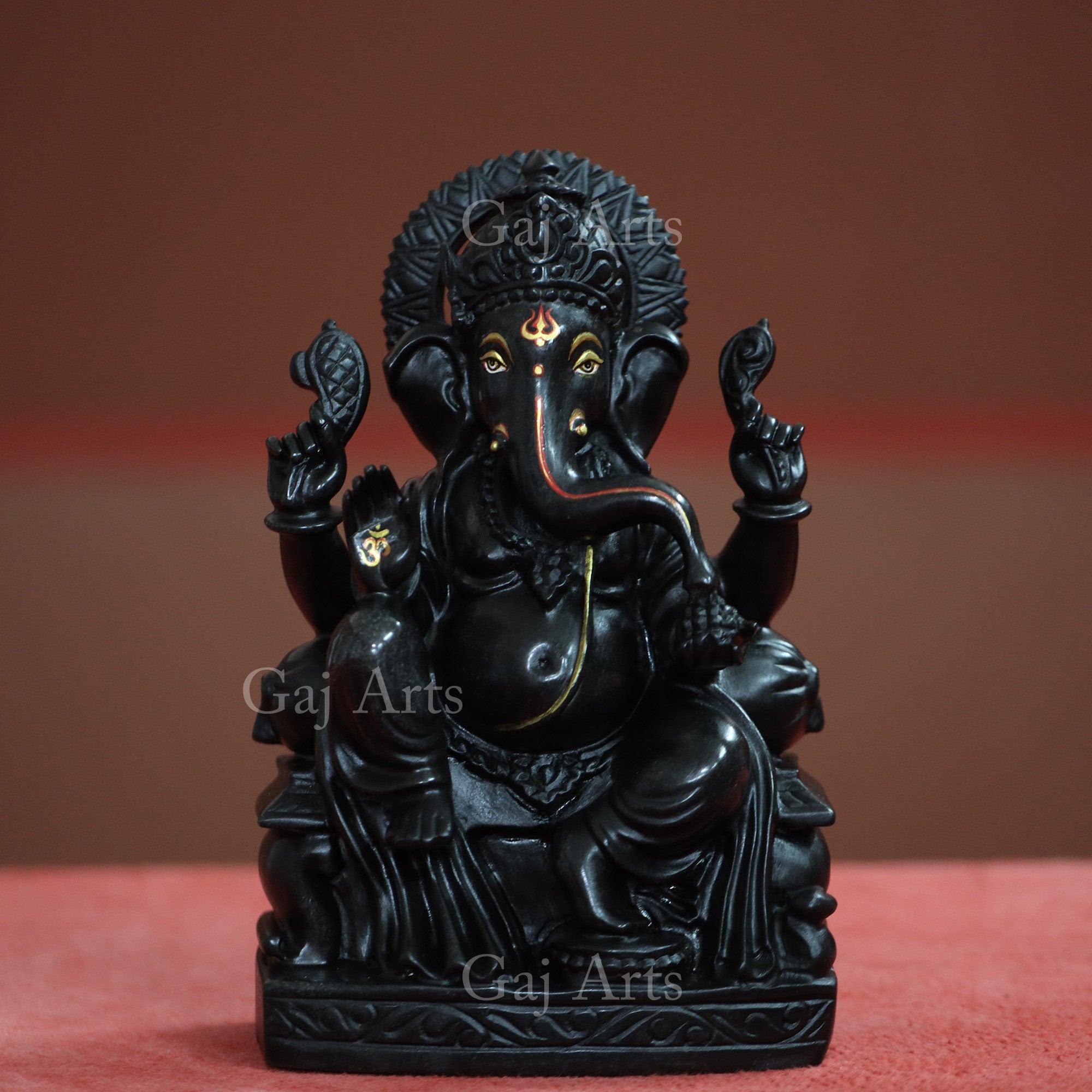 Rajasthan Black Marble Ganesh Idol | 12 Inch