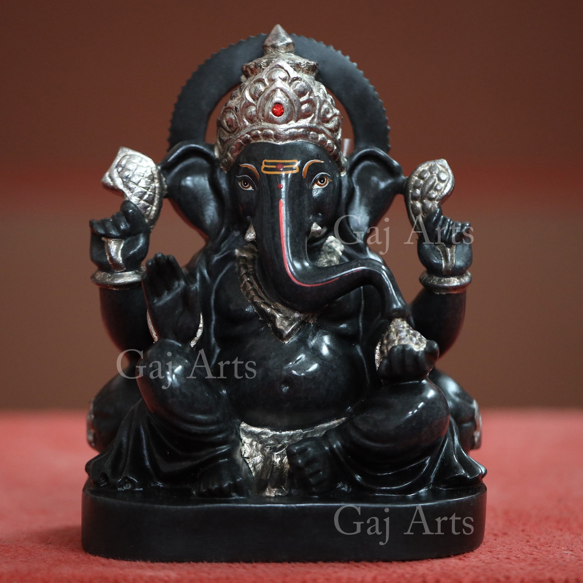 Rajasthan Black Marble Ganesh Idol | 9 Inch