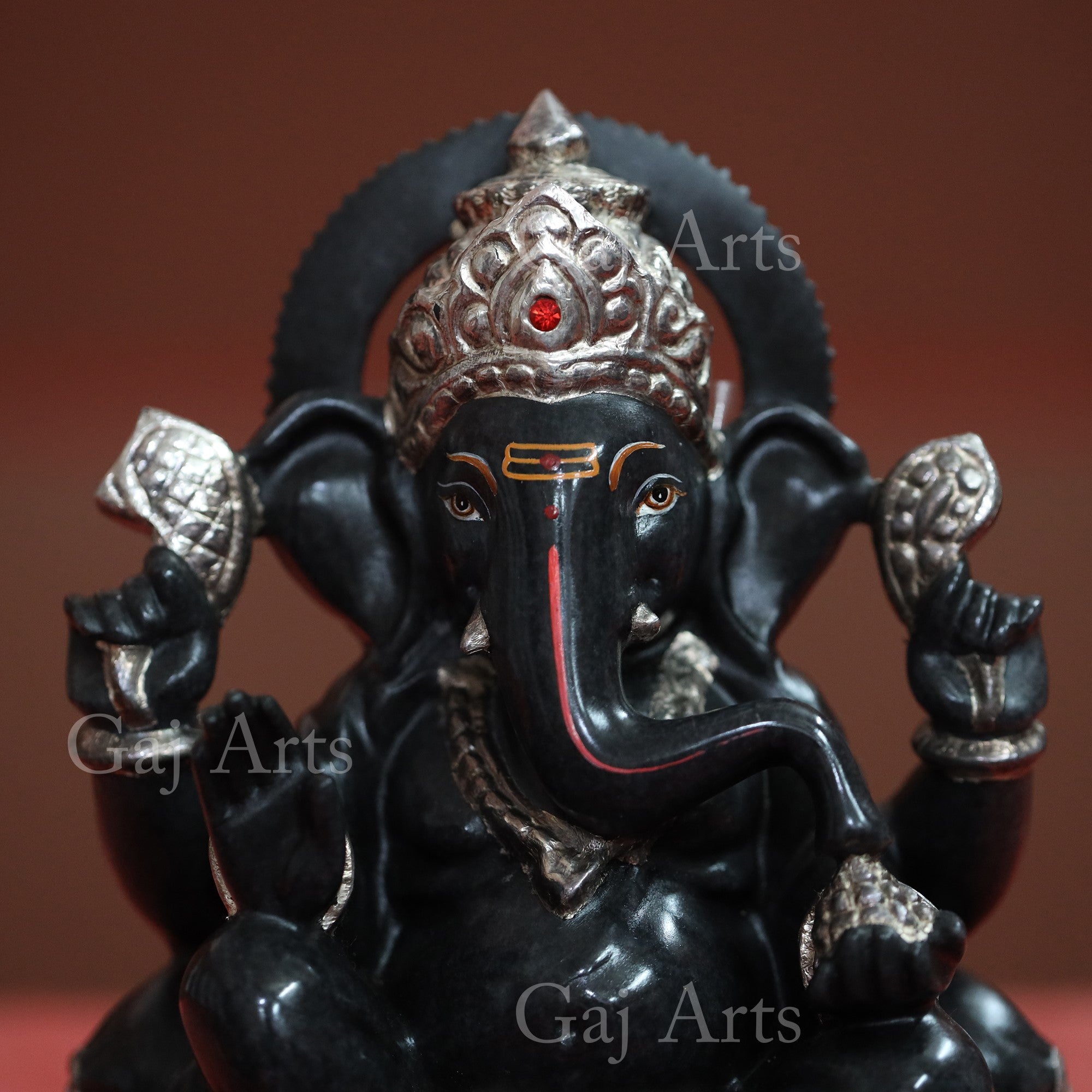 Rajasthan Black Marble Ganesh Idol | 9 Inch
